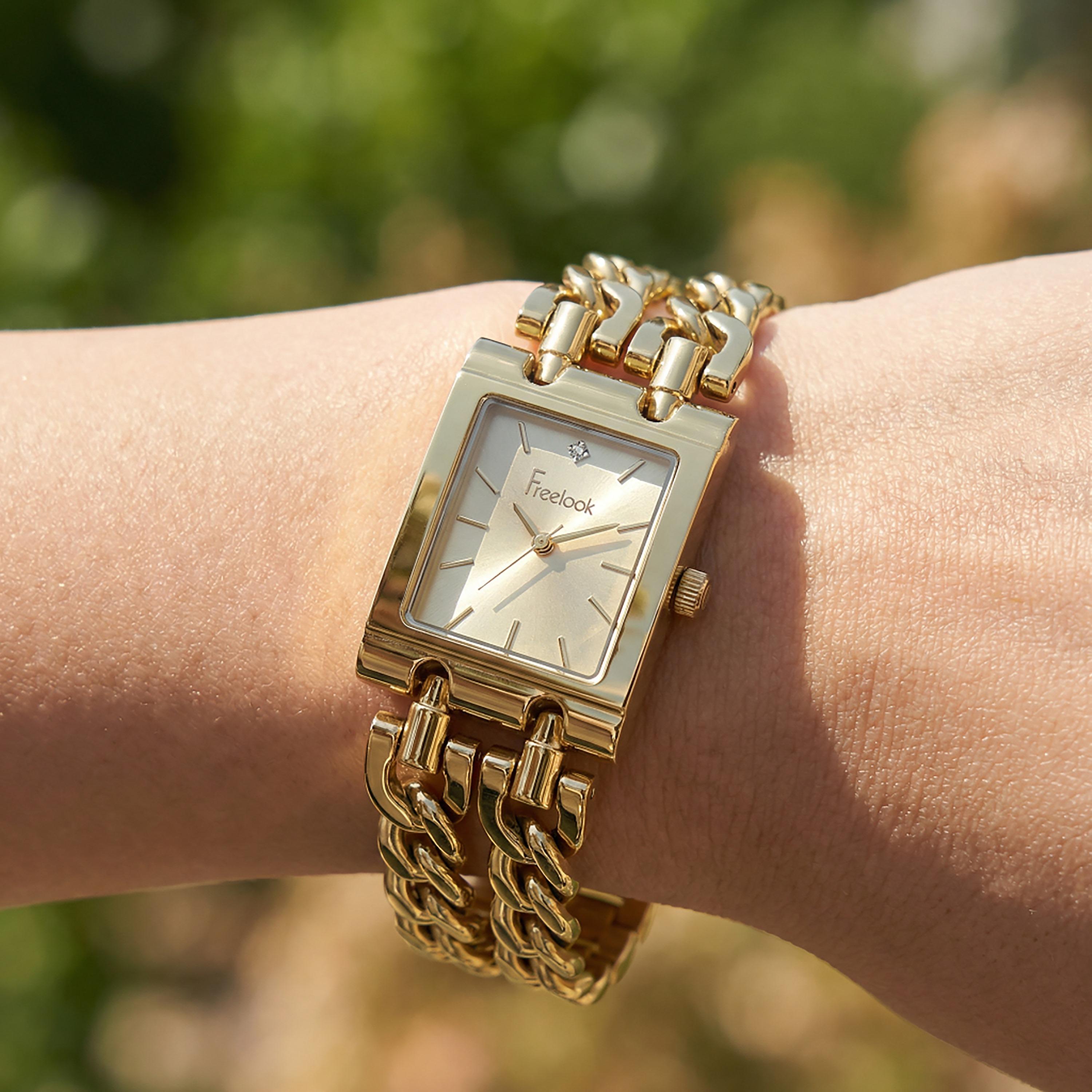 Freelook Jolie Gold Stainless Steel Watch for Women | FL.1.10538-4-women-watchesandjewellery-watches-image-3
