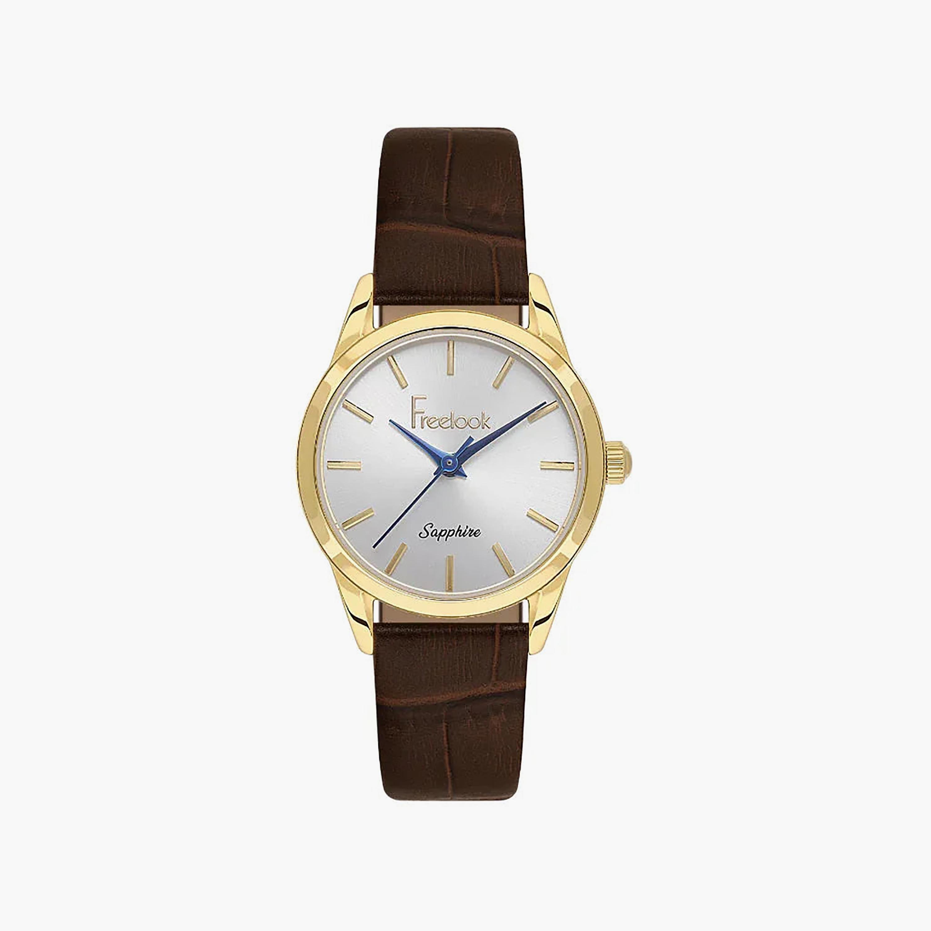 Freelook Naturelle Dark Brown Leather Watch for Women | FL.1.10541-2-women-watchesandjewellery-watches-image-1