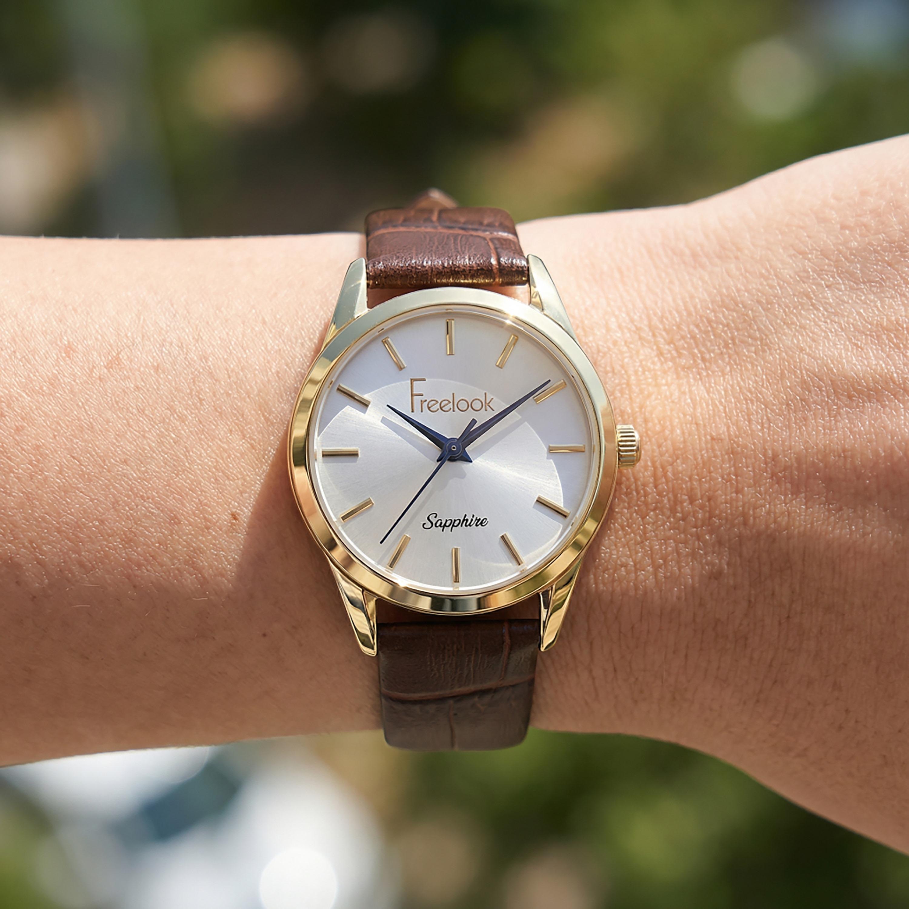 Freelook Naturelle Dark Brown Leather Watch for Women | FL.1.10541-2-women-watchesandjewellery-watches-image-3