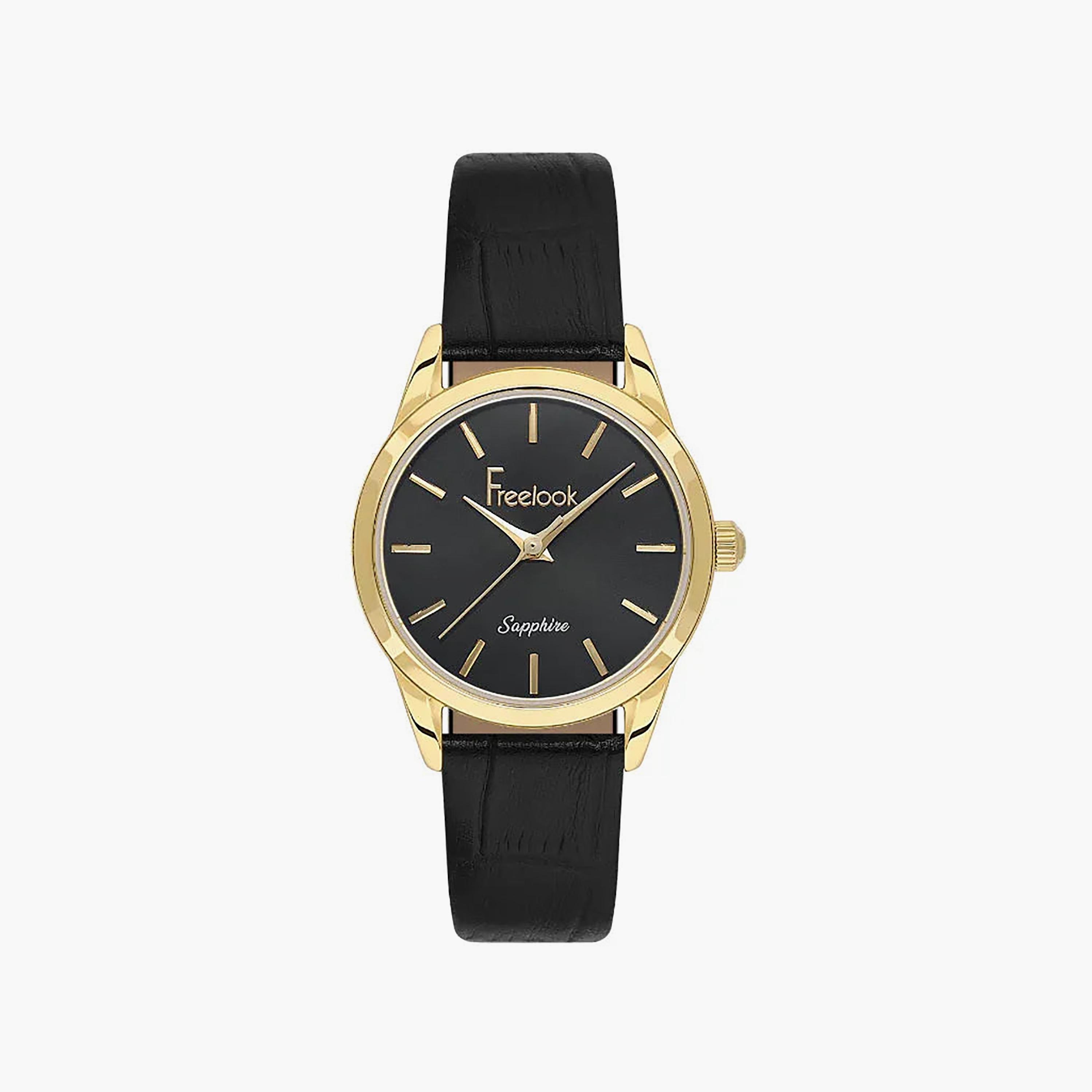 Freelook Naturelle Black Leather Watch for Women | FL.1.10541-3-women-watchesandjewellery-watches-image-1