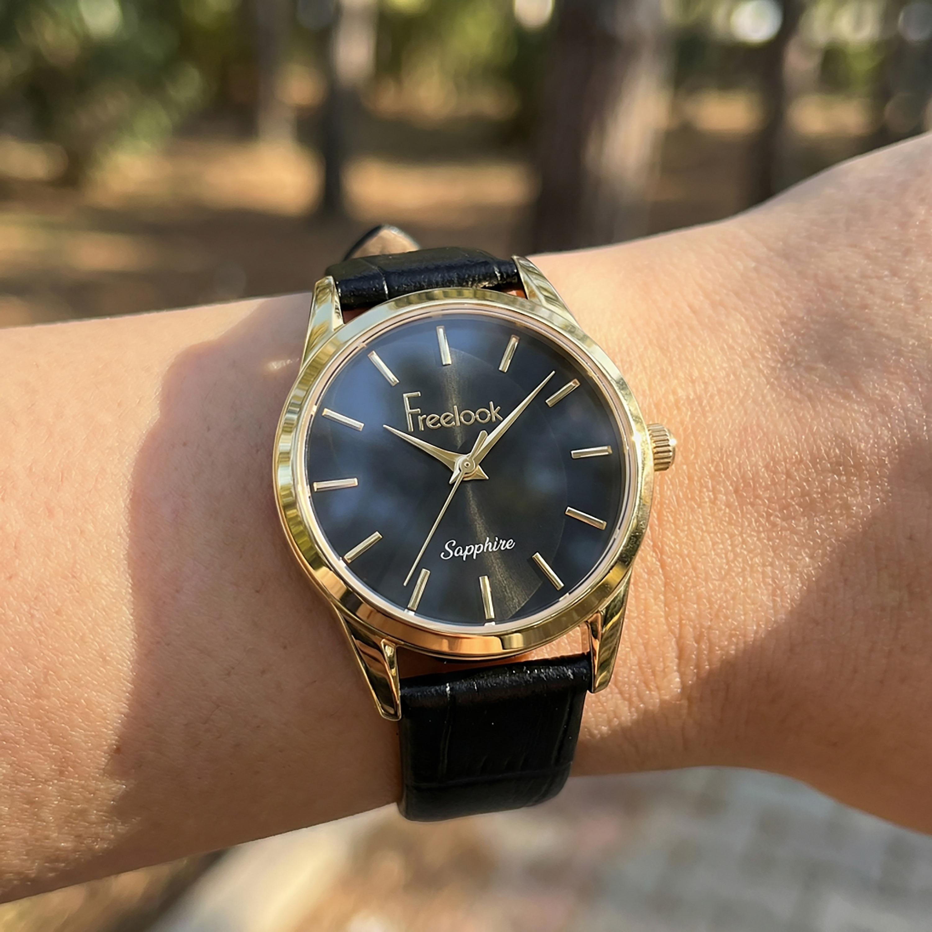Freelook Naturelle Black Leather Watch for Women | FL.1.10541-3-women-watchesandjewellery-watches-image-3