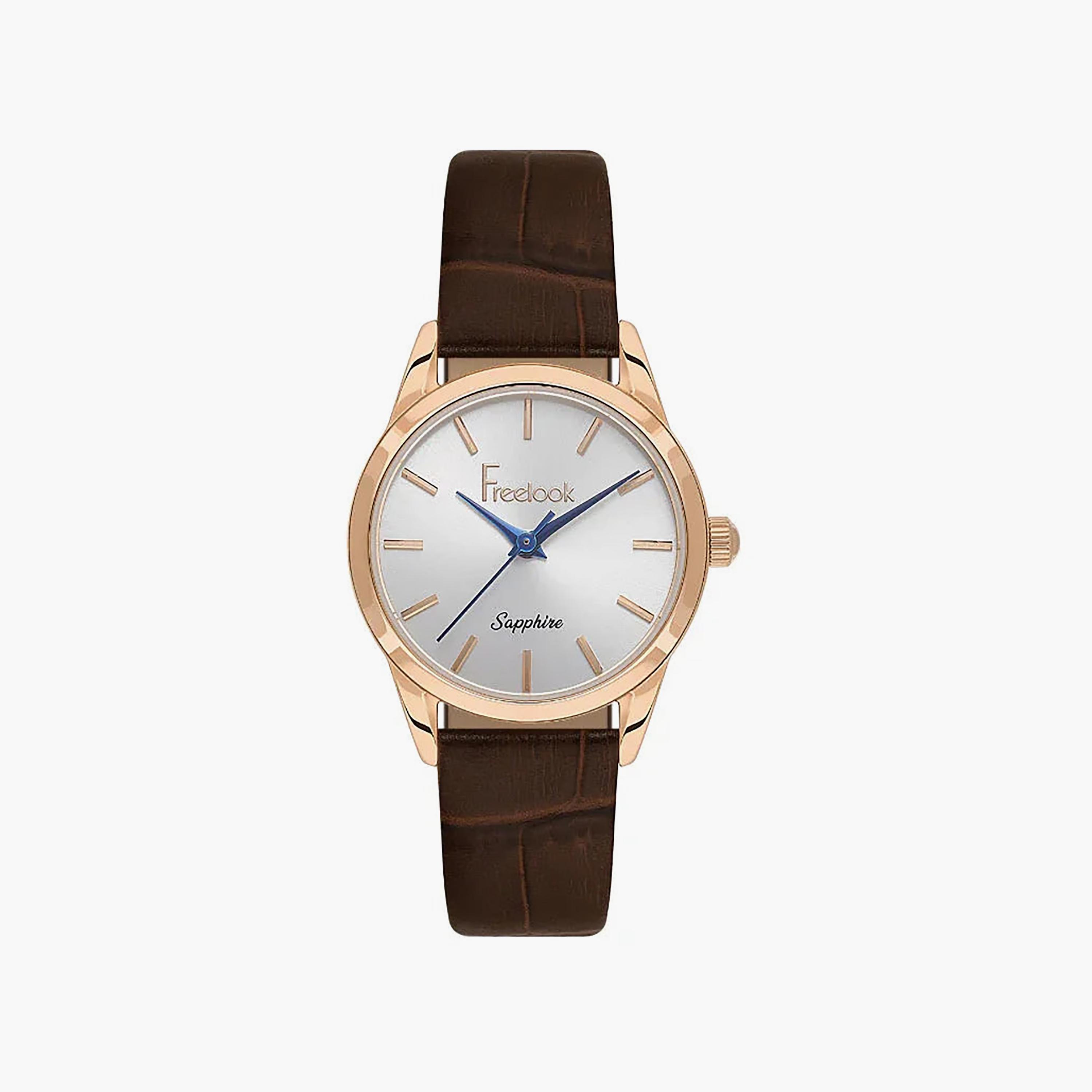 Freelook Naturelle Dark Brown Leather Watch for Women | FL.1.10541-5-women-watchesandjewellery-watches-image-1