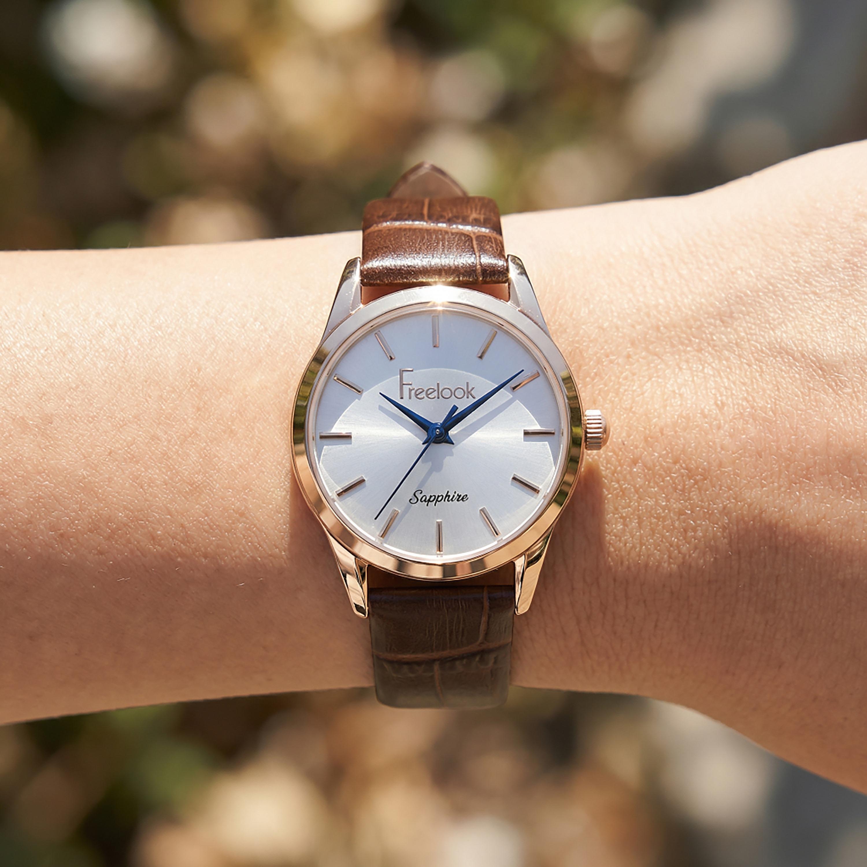 Freelook Naturelle Dark Brown Leather Watch for Women | FL.1.10541-5-women-watchesandjewellery-watches-image-3