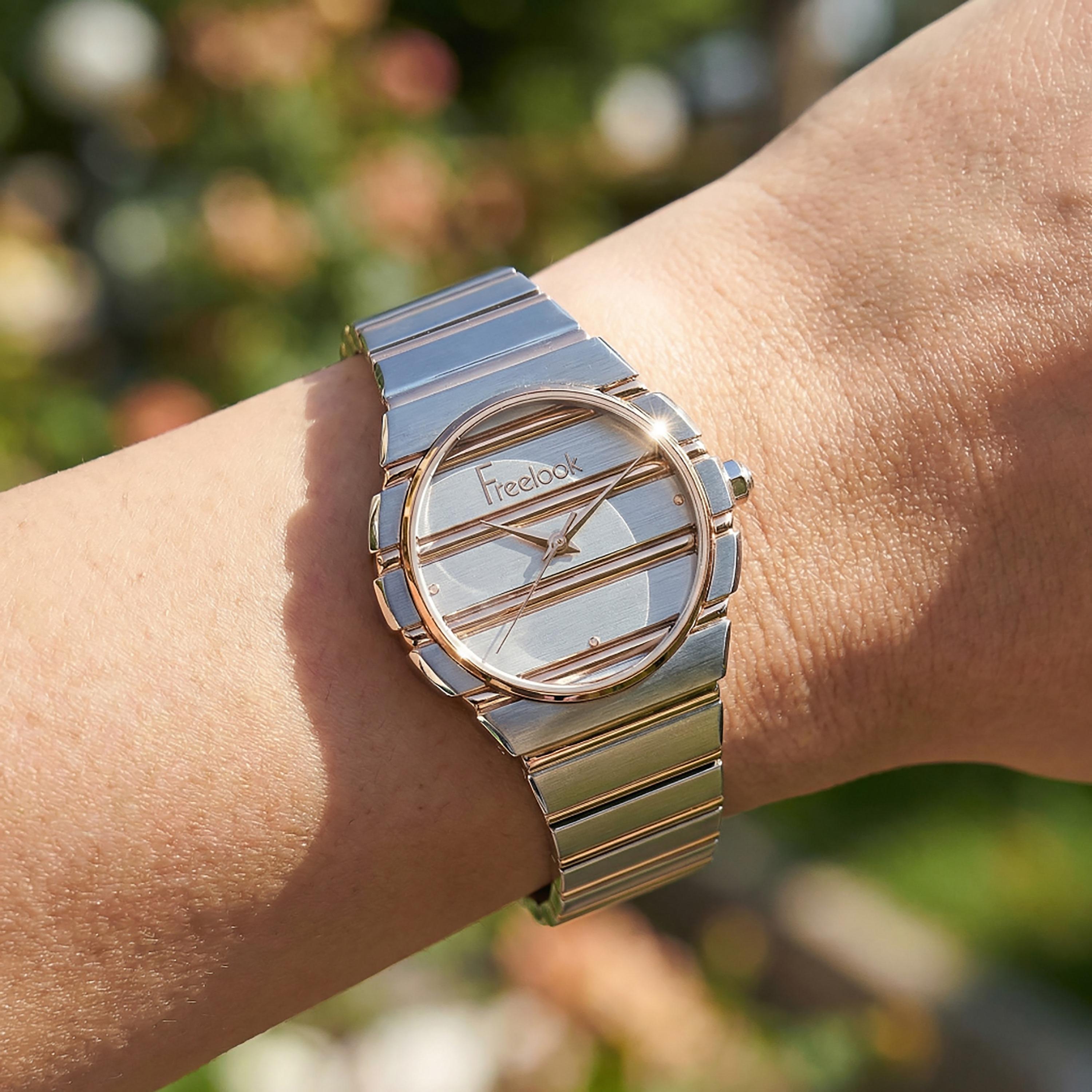 Freelook Charmant Silver and Rose Gold Stainless Steel Watch for Women | FL.1.10543-5-women-watchesandjewellery-watches-image-3
