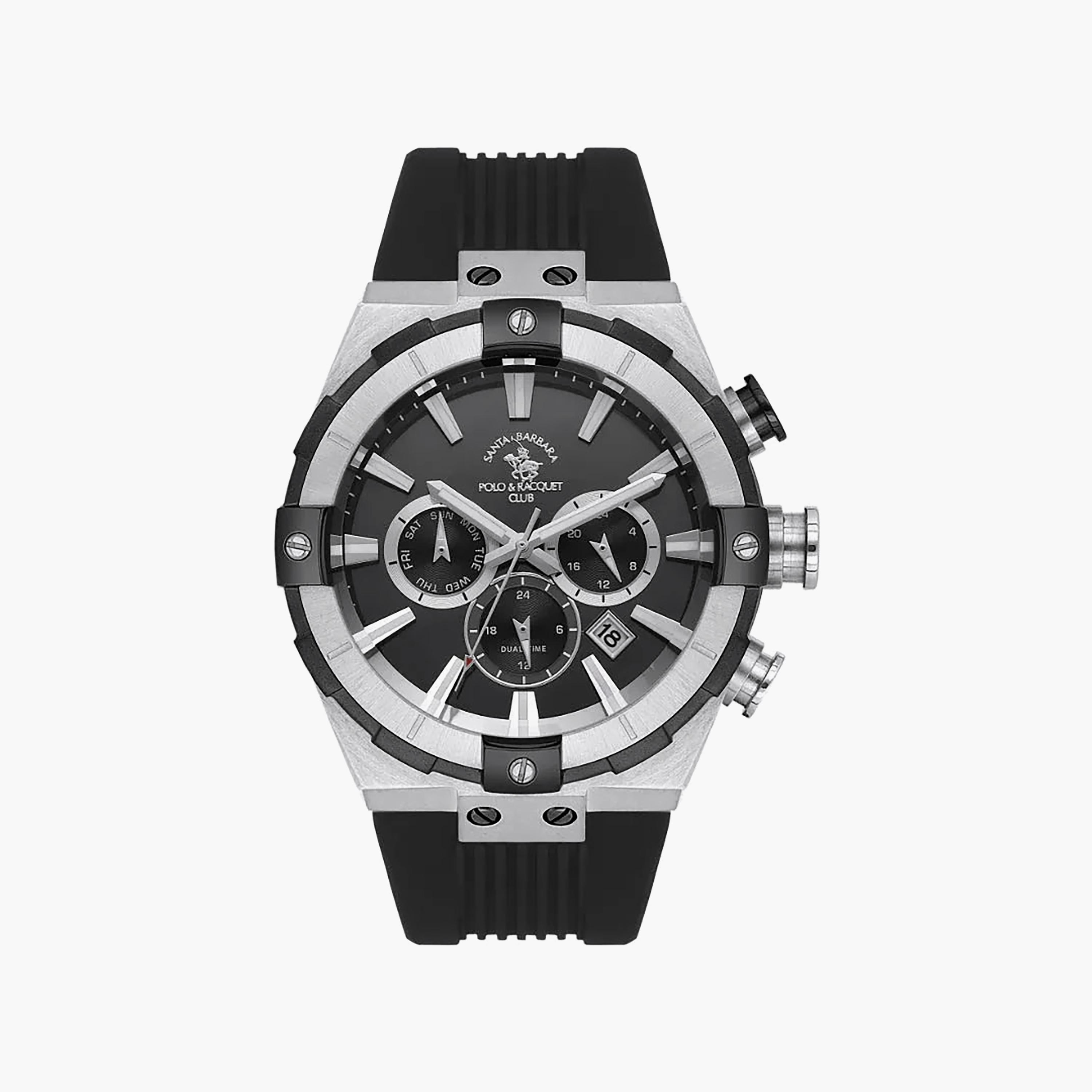 ساعة سانتا باربرا بولو راكيت كلوب للرجال بسوار سيليكون أسود | SB.1.10510-1-men-watchesandjewellery-watches-image-1
