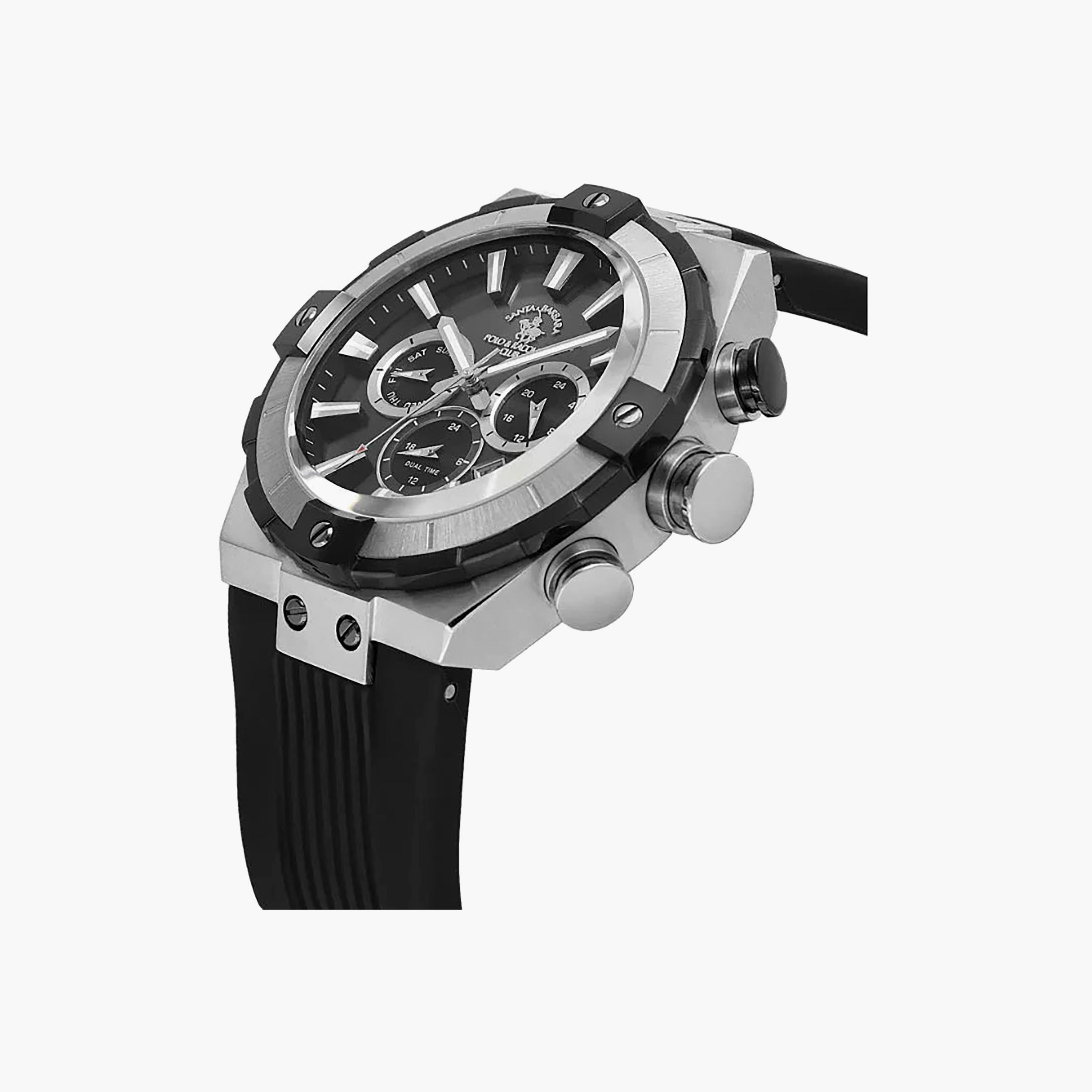 ساعة سانتا باربرا بولو راكيت كلوب للرجال بسوار سيليكون أسود | SB.1.10510-1-men-watchesandjewellery-watches-image-3