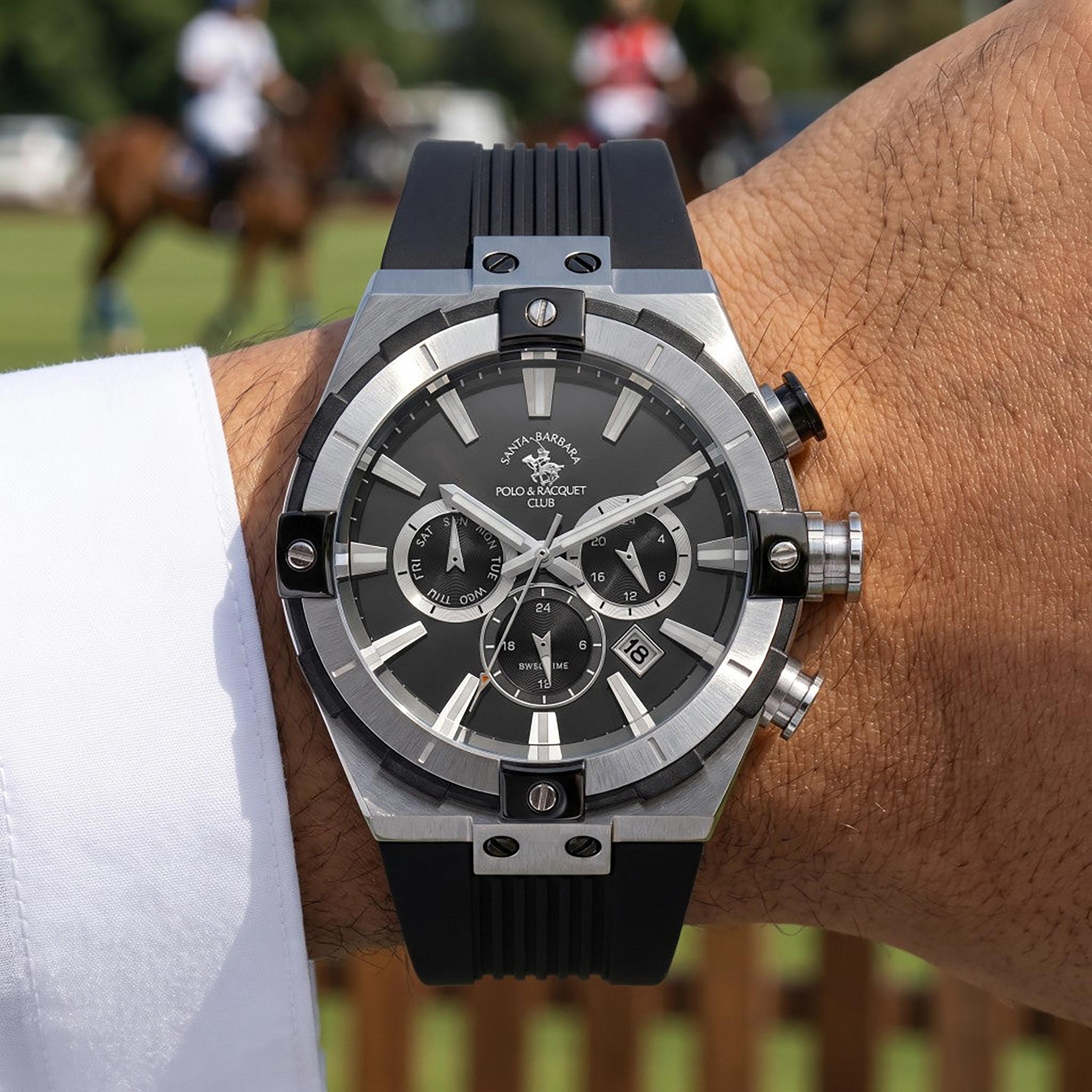 ساعة سانتا باربرا بولو راكيت كلوب للرجال بسوار سيليكون أسود | SB.1.10510-1-men-watchesandjewellery-watches-image-5