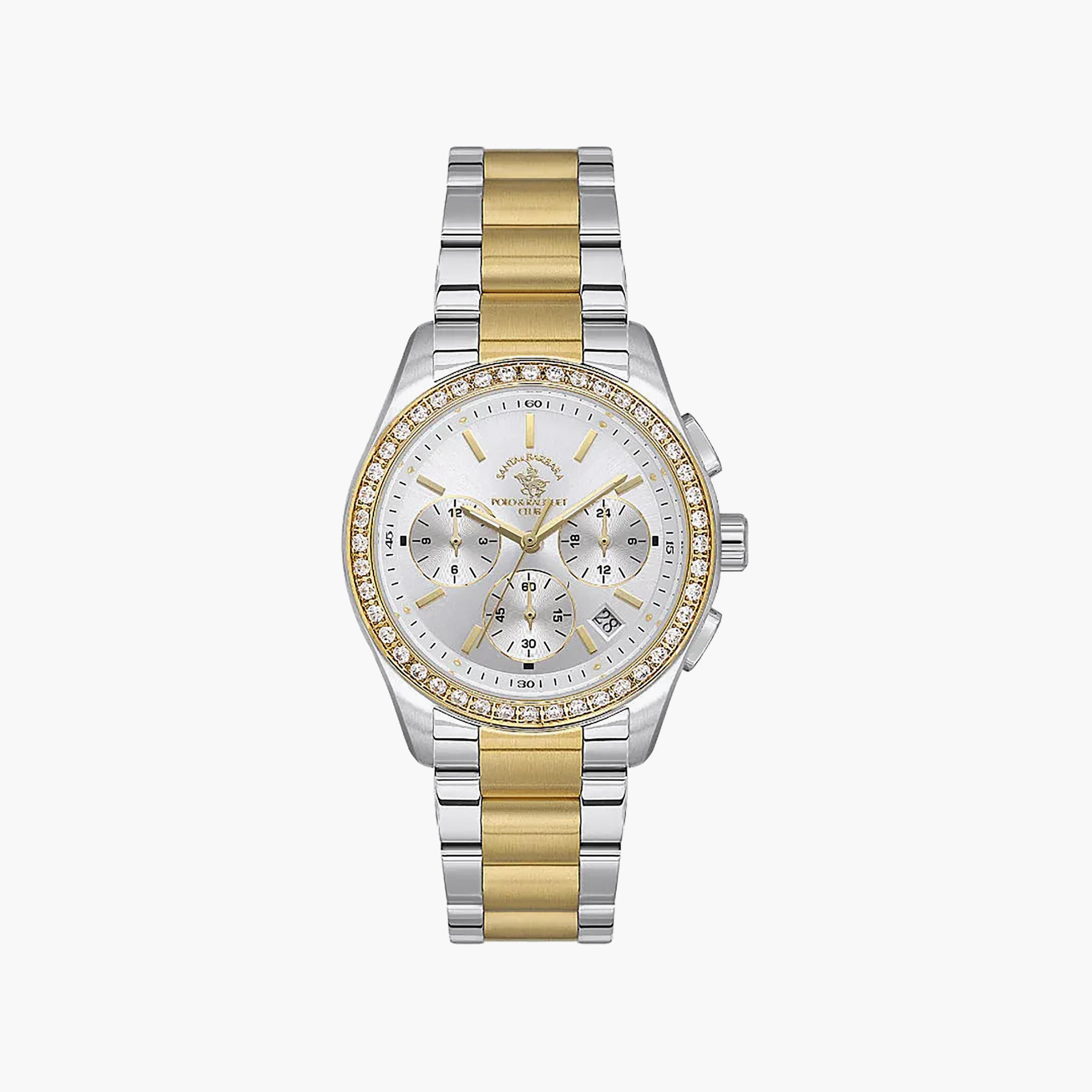 Santa Barbara Polo   Racquet Club Unique Silver and Gold Stainless Steel Watch for Women | SB.1.10555-3-women-watchesandjewellery-watches-image-1