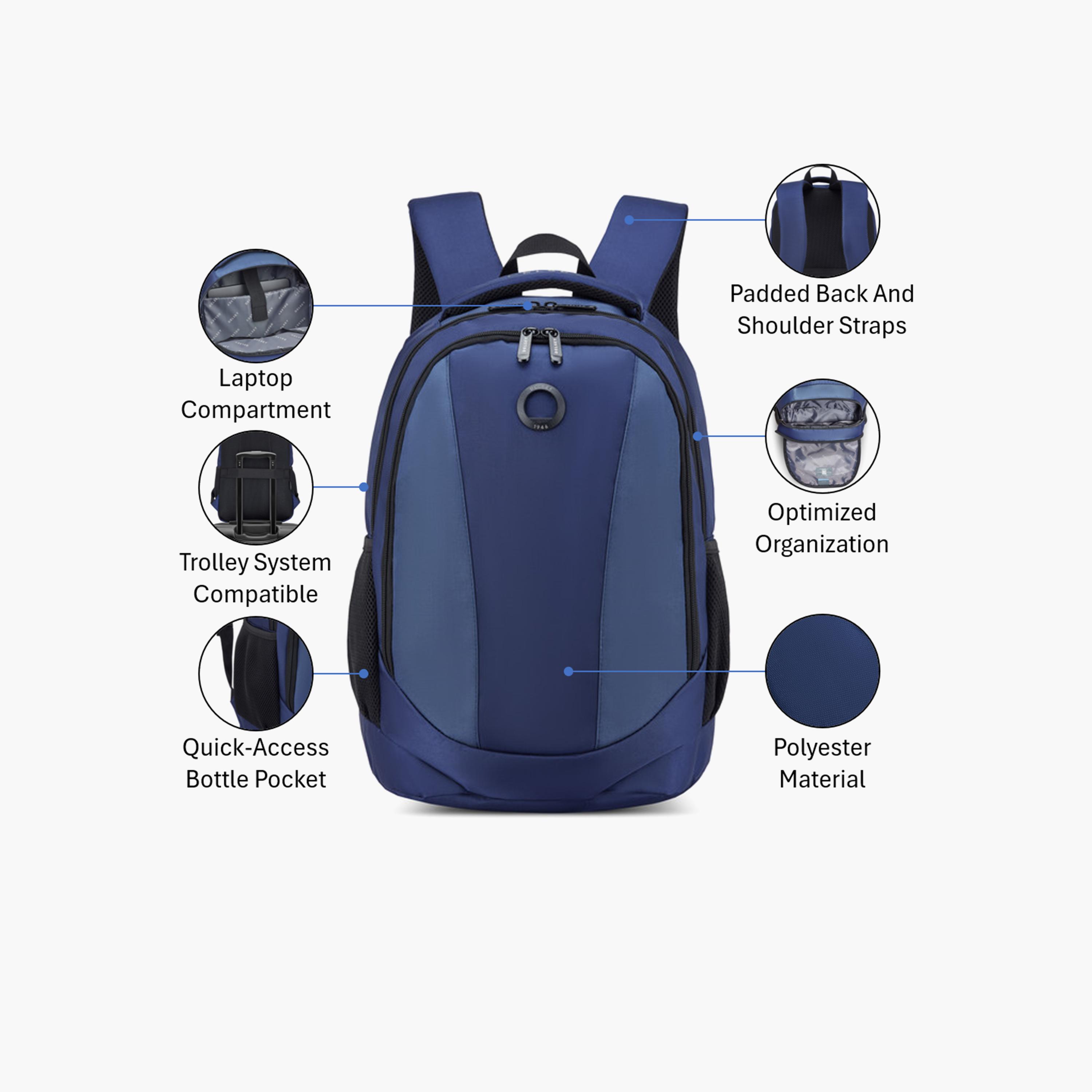 Delsey Paris 27 L | 15.6 Inches George Laptop Backpack, Polyester, Adjustable Strap | 3613600-women-bagsandwallets-backpacks-image-3