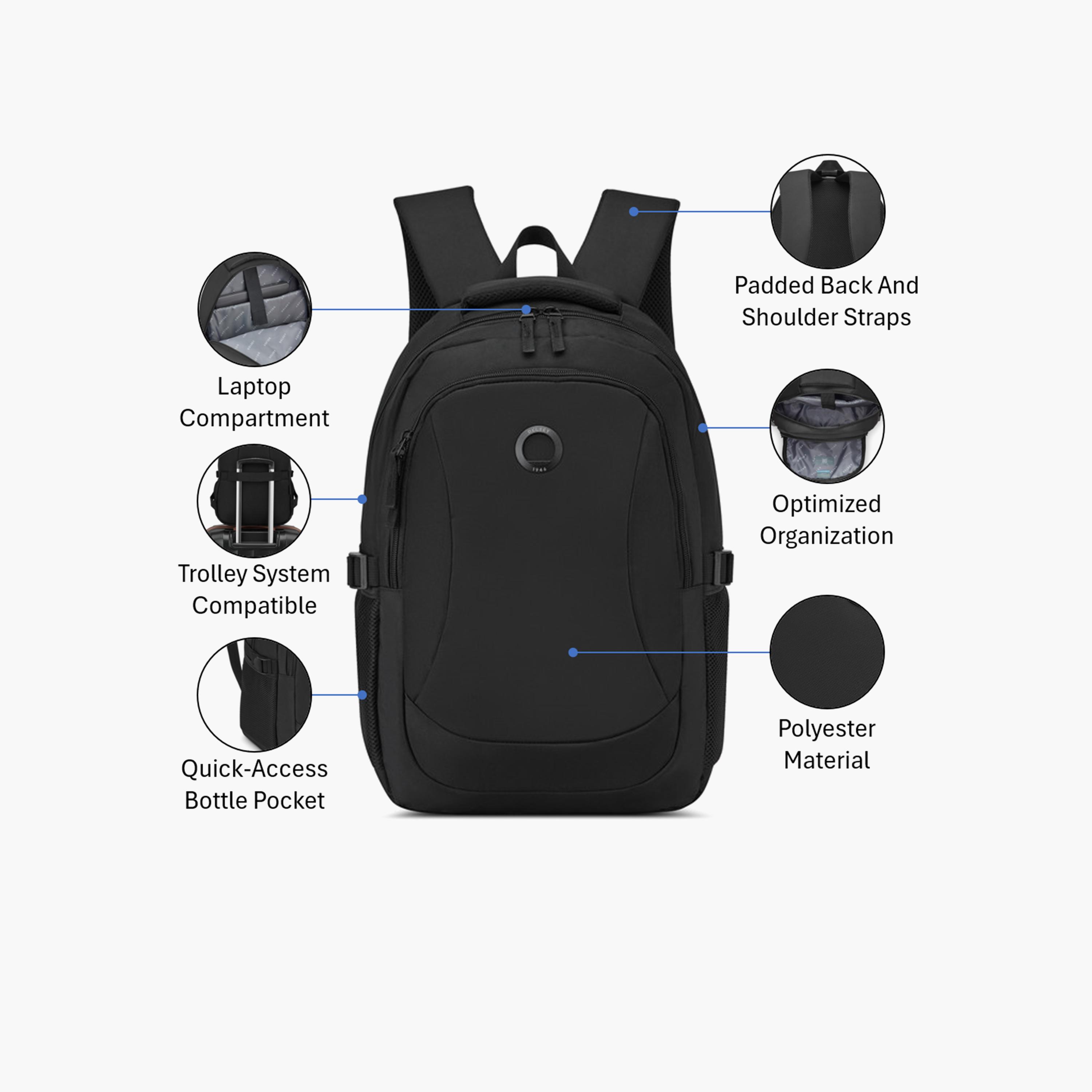 Delsey Paris 25 L | 15.6 Inches Kyle Laptop Backpack, Polyester, Adjustable Strap | 3612600-women-bagsandwallets-backpacks-image-3