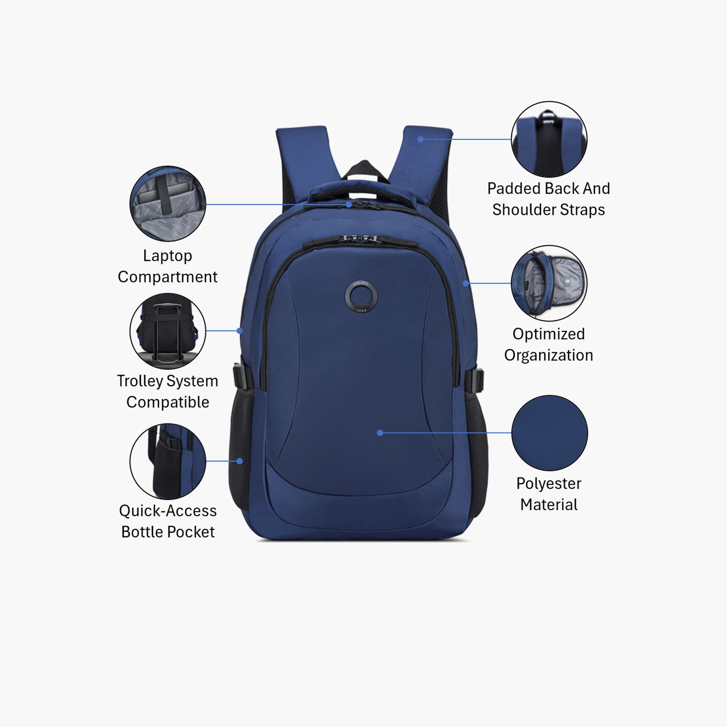 Delsey Paris 25 L | 15.6 Inches Kyle Laptop Backpack, Polyester, Adjustable Strap | 3612600-women-bagsandwallets-backpacks-image-3
