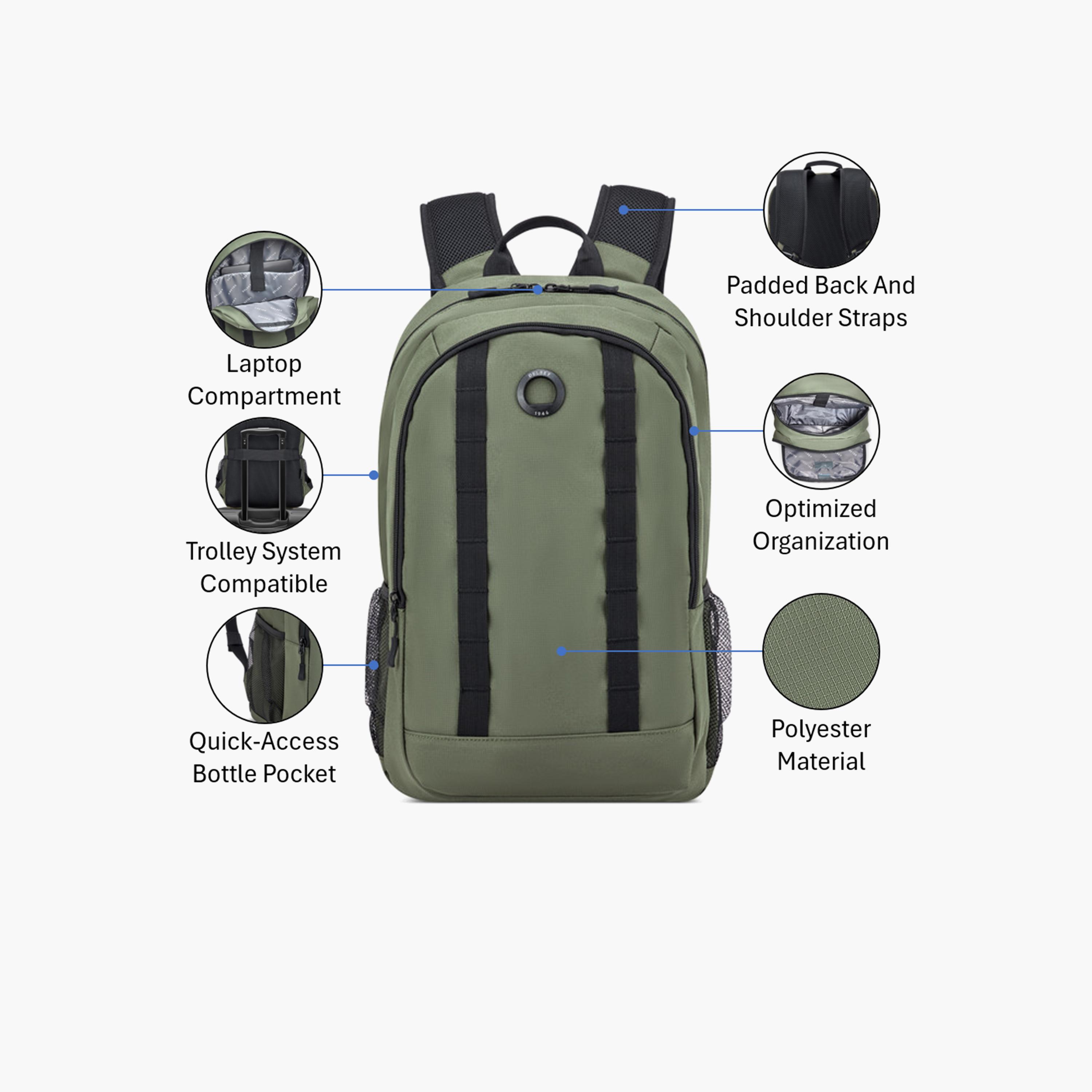 Delsey Paris 26.08 L | 15.6 Inches Xavier Backpack, Polyester, Adjustable Strap | 36146000-women-bagsandwallets-backpacks-image-3