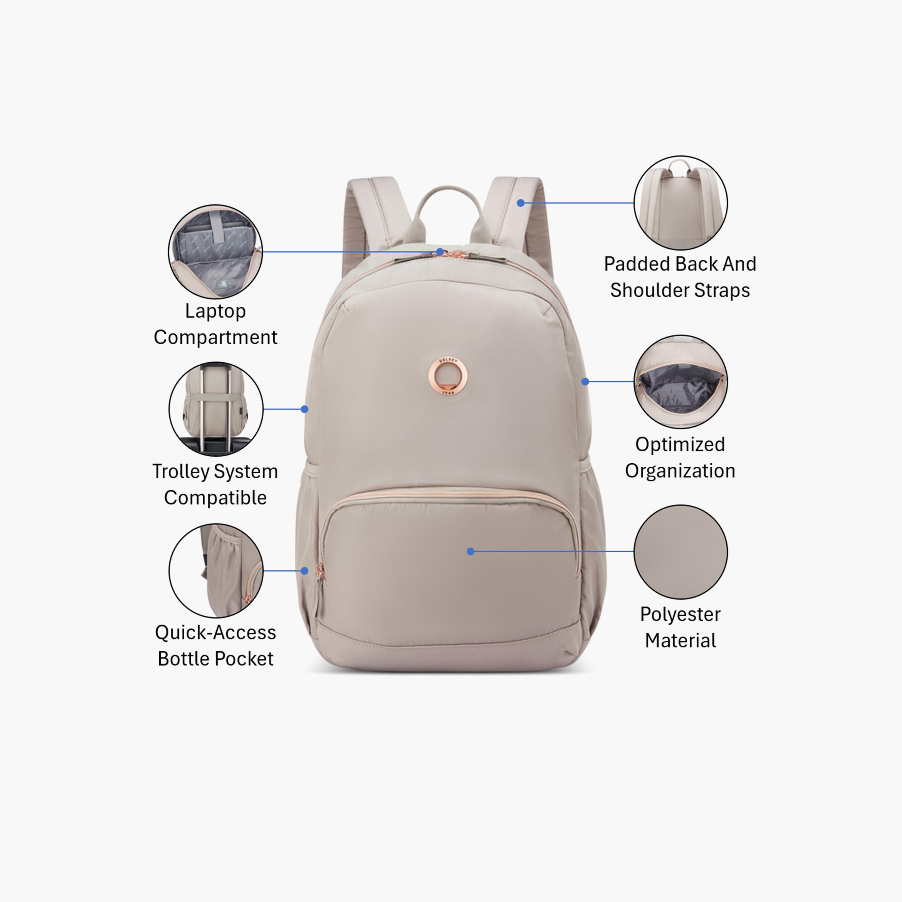 Delsey Paris 24.41 L | 15.6 Inches Sunny 1 Laptop Backpack, Polyester, Adjustable Strap | 3622600-women-bagsandwallets-backpacks-image-3