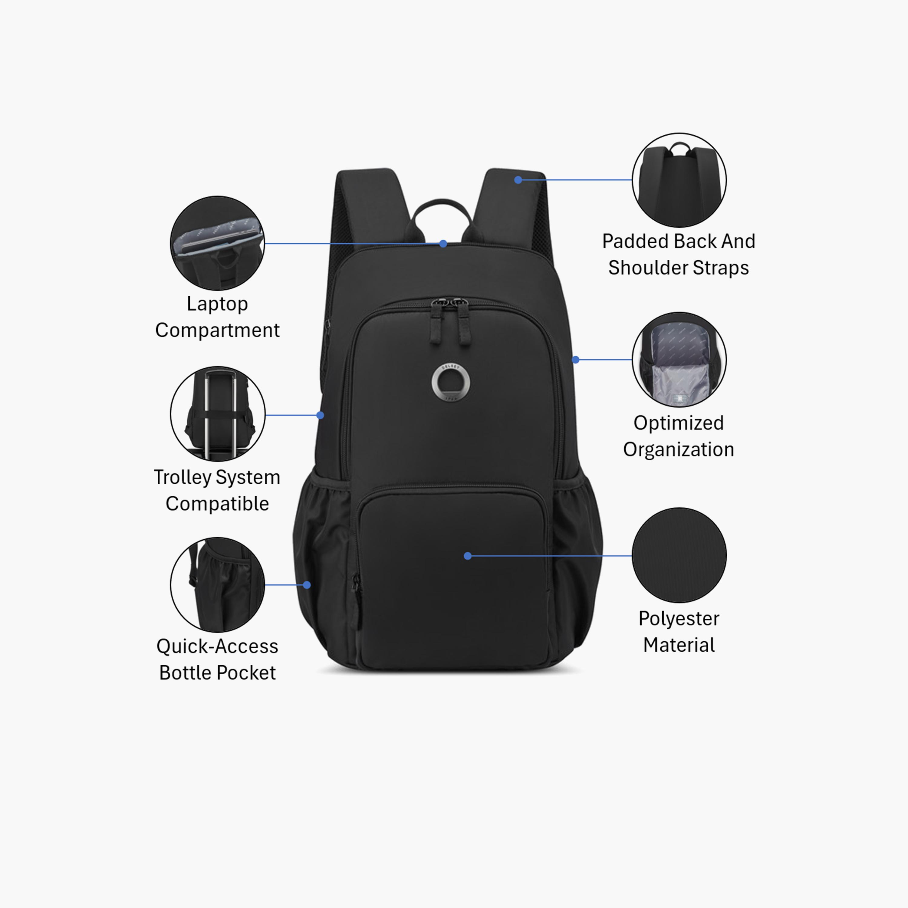 Delsey Paris 20 L | 15.6 Inches Sunny 2 Laptop Backpack, Polyester, Adjustable Strap | 36226010-women-bagsandwallets-backpacks-image-3