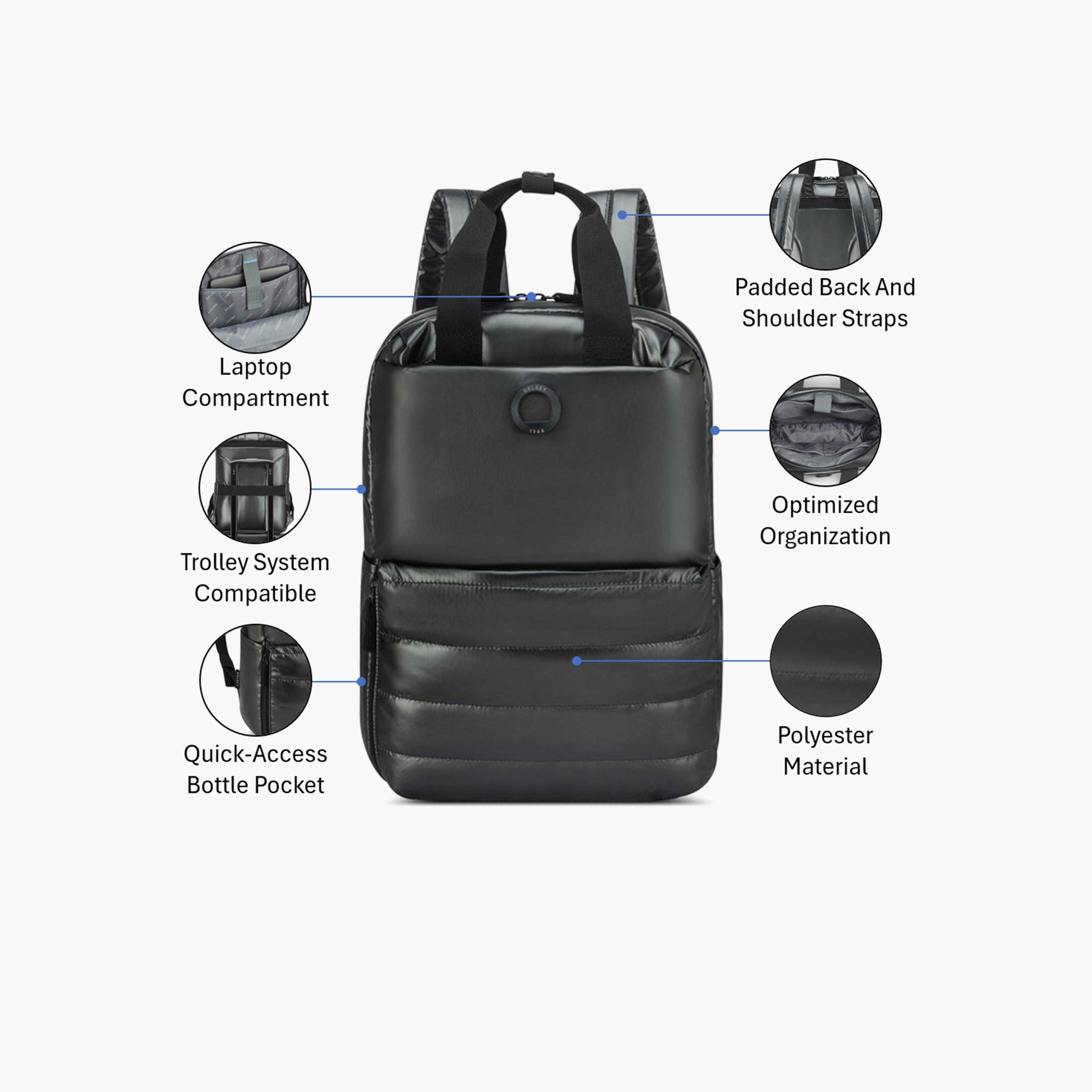 Delsey Paris 15.1 L | 15.6 Inches Paloma Backpack, Polyester, Adjustable Strap | 36306000-women-bagsandwallets-backpacks-image-3