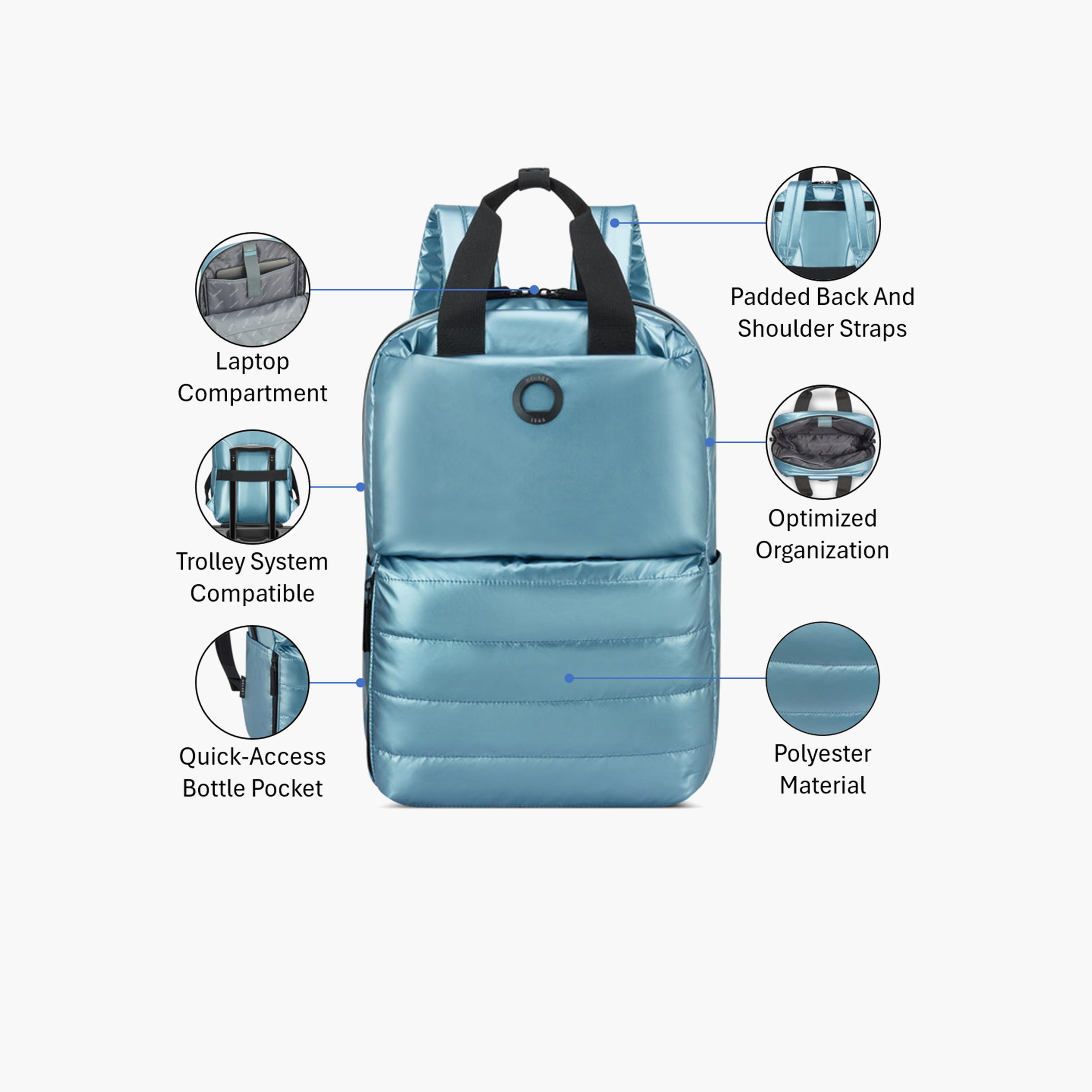 Delsey Paris 15.1 L | 15.6 Inches Paloma Backpack, Polyester, Adjustable Strap | 36306000-women-bagsandwallets-backpacks-image-3