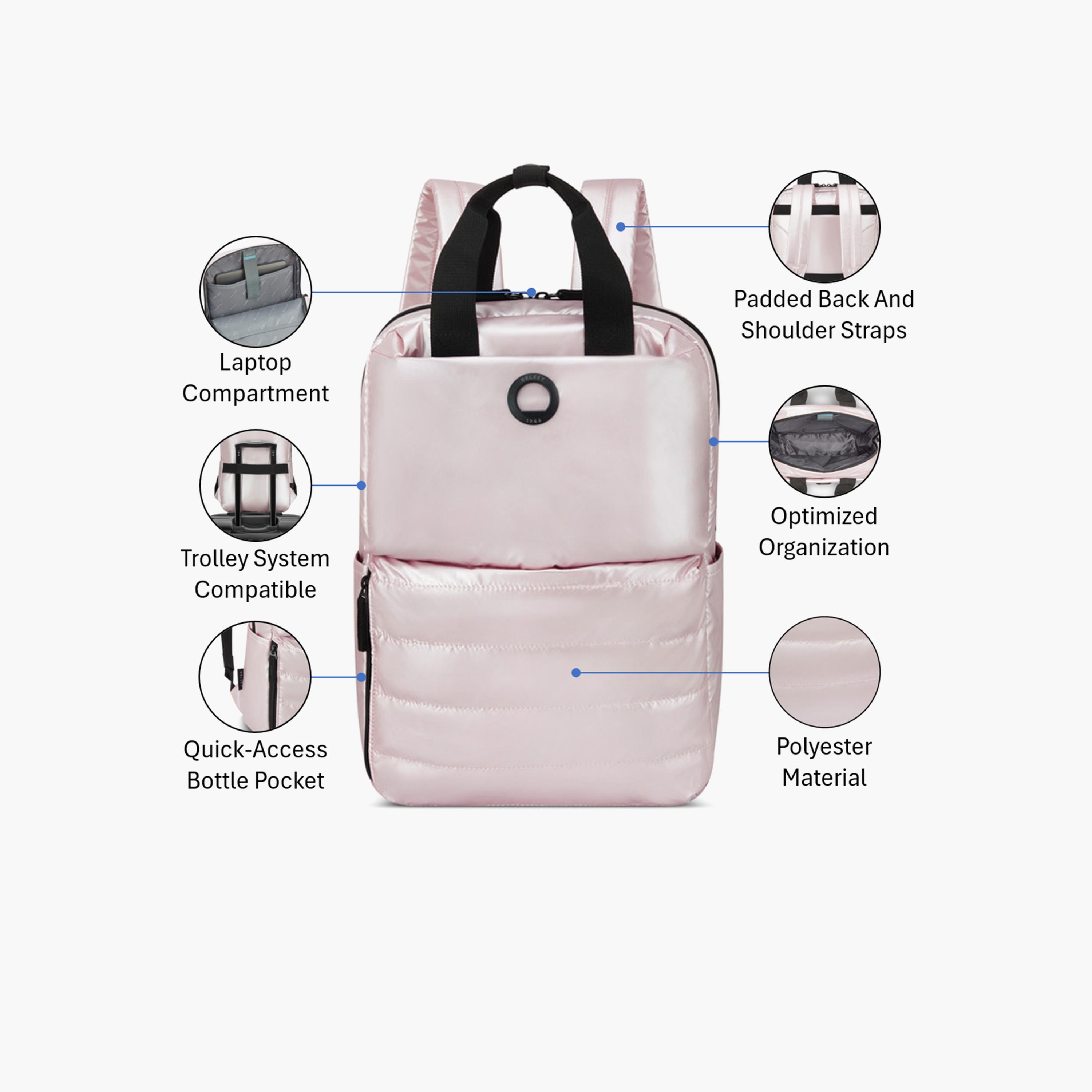 Delsey Paris 15.1 L | 15.6 Inches Paloma Backpack, Polyester, Adjustable Strap | 36306000-women-bagsandwallets-backpacks-image-3