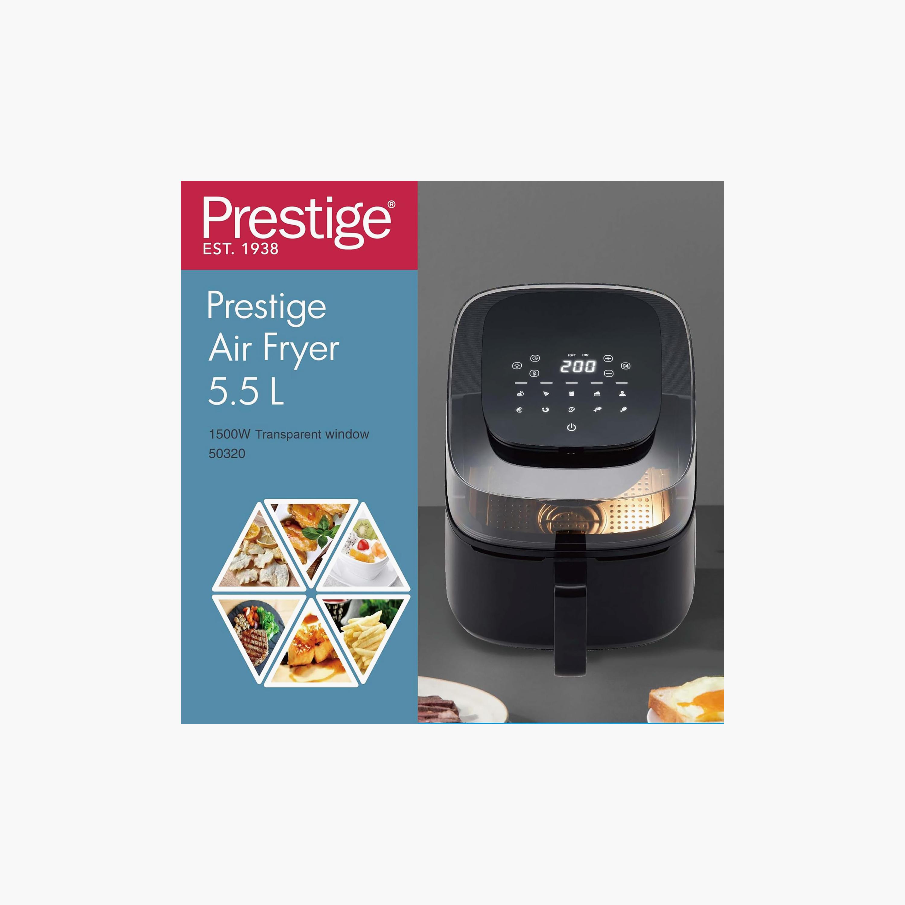 مقلاة هوائية بريستيج 1500 واط، سعة 5.5 لتر، لون أسود | PR50320-household-appliances-kitchenappliances-airfryers-image-5