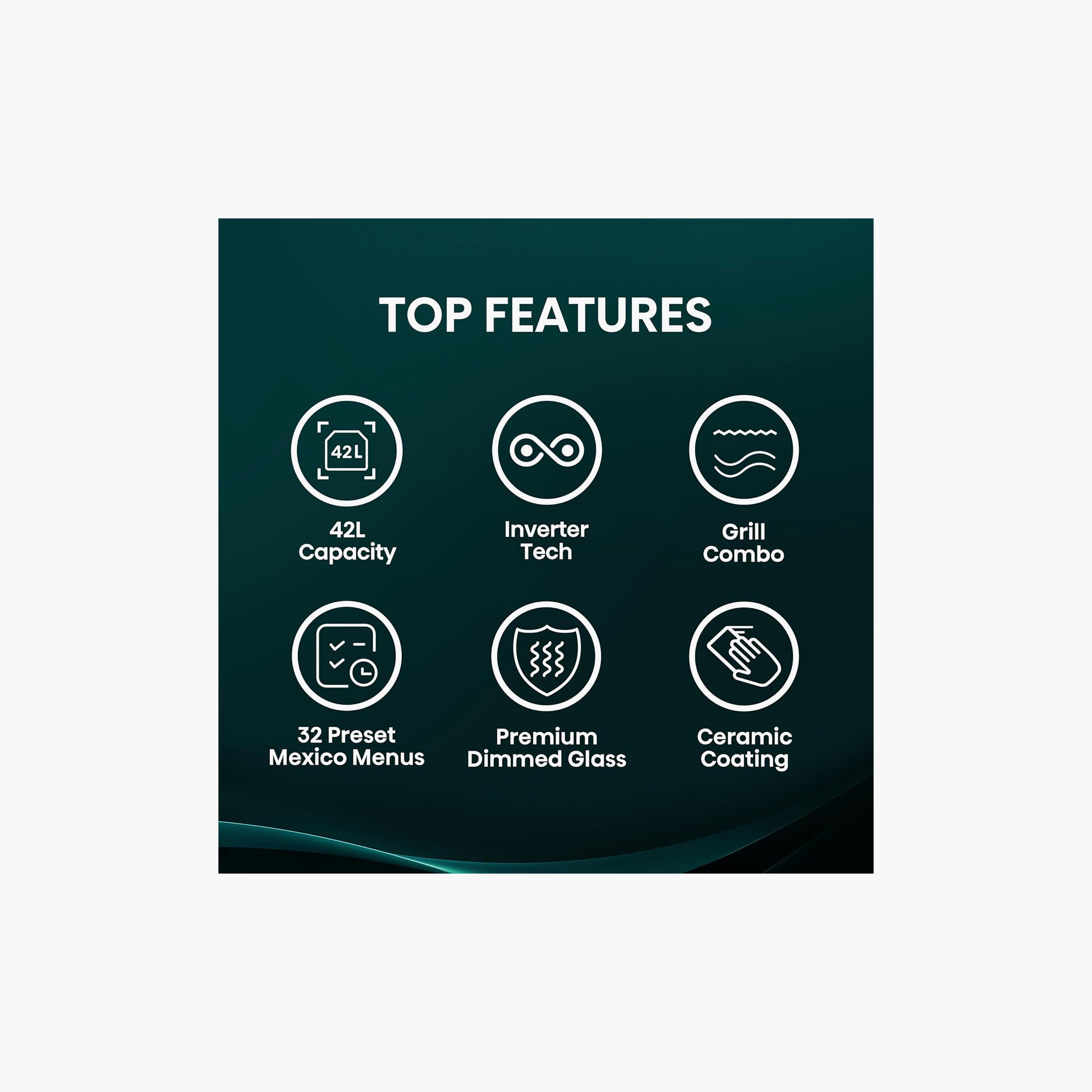 HISENSE Microwave 42L 1000W 10 Levels Black Finish | HMMG4211DSVG-household-appliances-kitchenappliances-microwavesandovens-image-3
