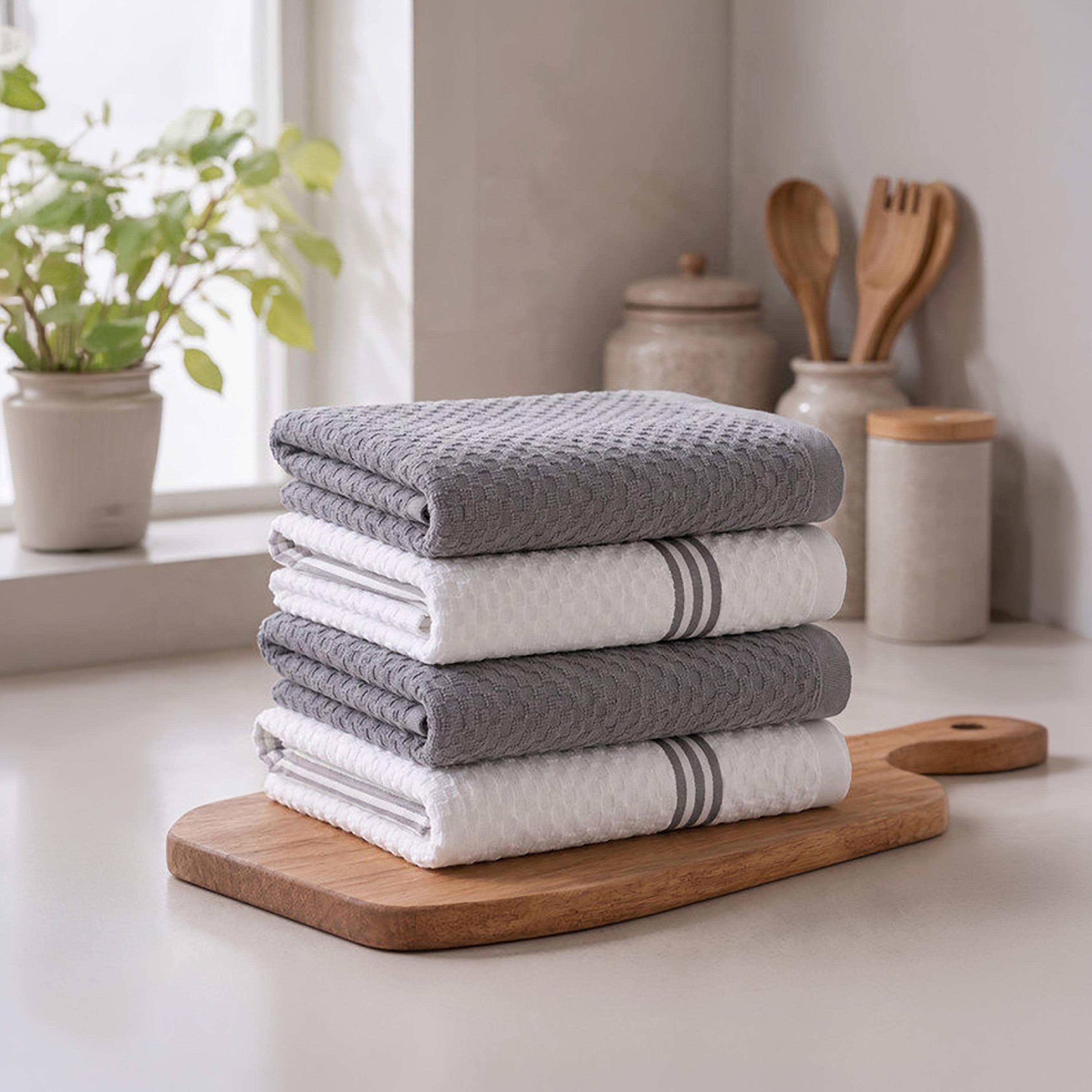 Donetella 4 Piece 400 GSM Cotton Kitchen Towel Set - 38x64 cm-household-kitchen-kitchenlinen-kitchentowelsandlinen-image-10