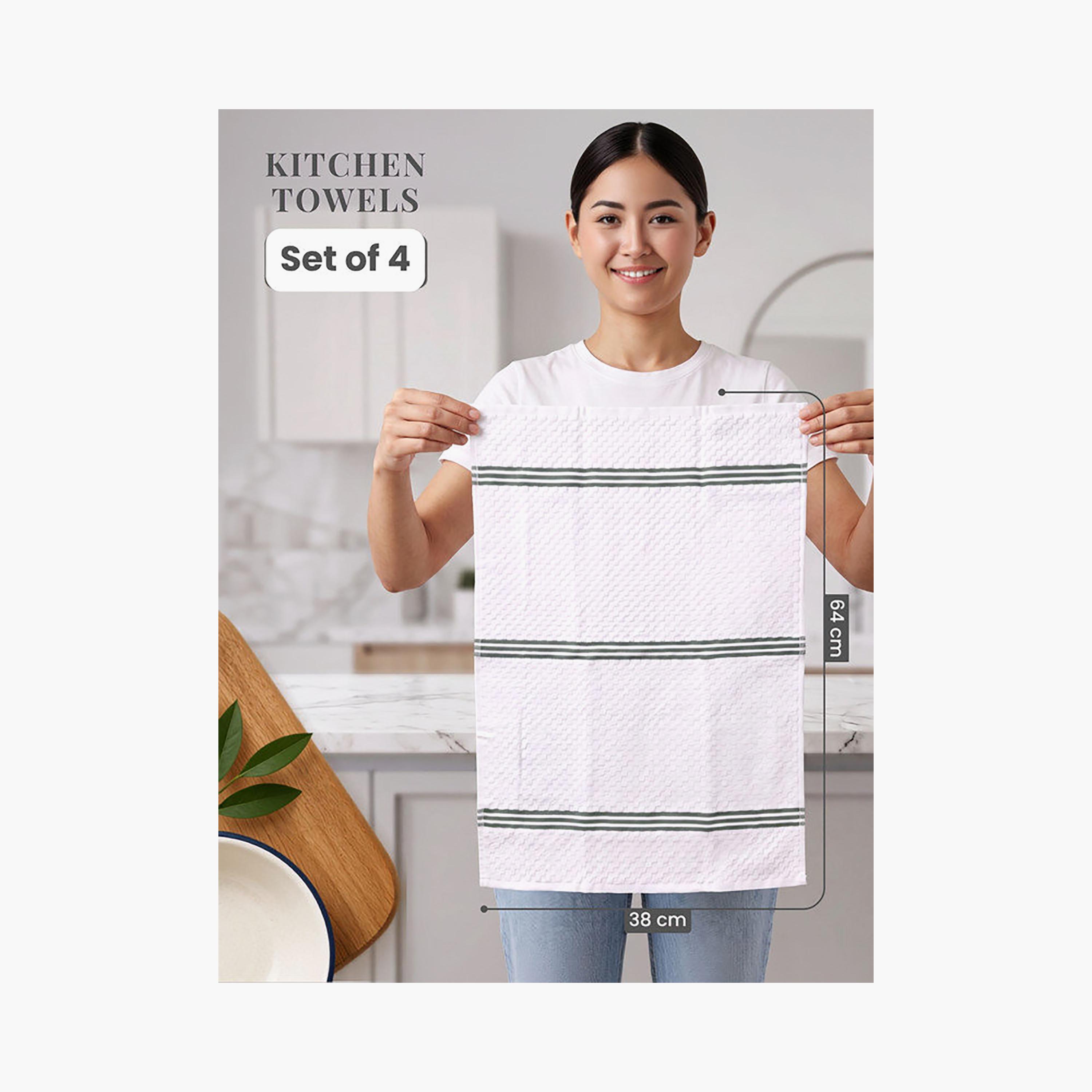 Donetella 4 Piece 400 GSM Cotton Kitchen Towel Set - 38x64 cm-household-kitchen-kitchenlinen-kitchentowelsandlinen-image-11