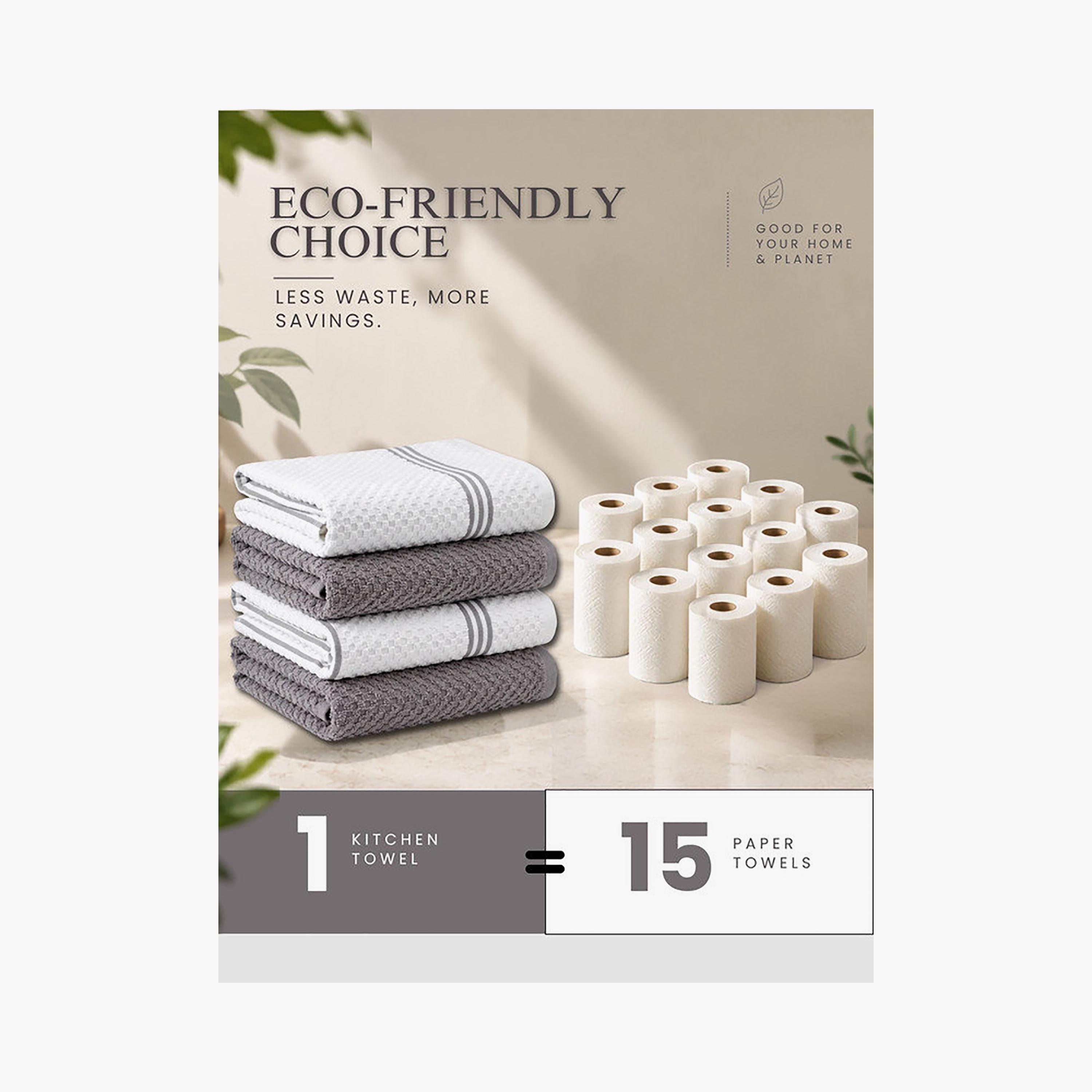 Donetella 4 Piece 400 GSM Cotton Kitchen Towel Set - 38x64 cm-household-kitchen-kitchenlinen-kitchentowelsandlinen-image-15