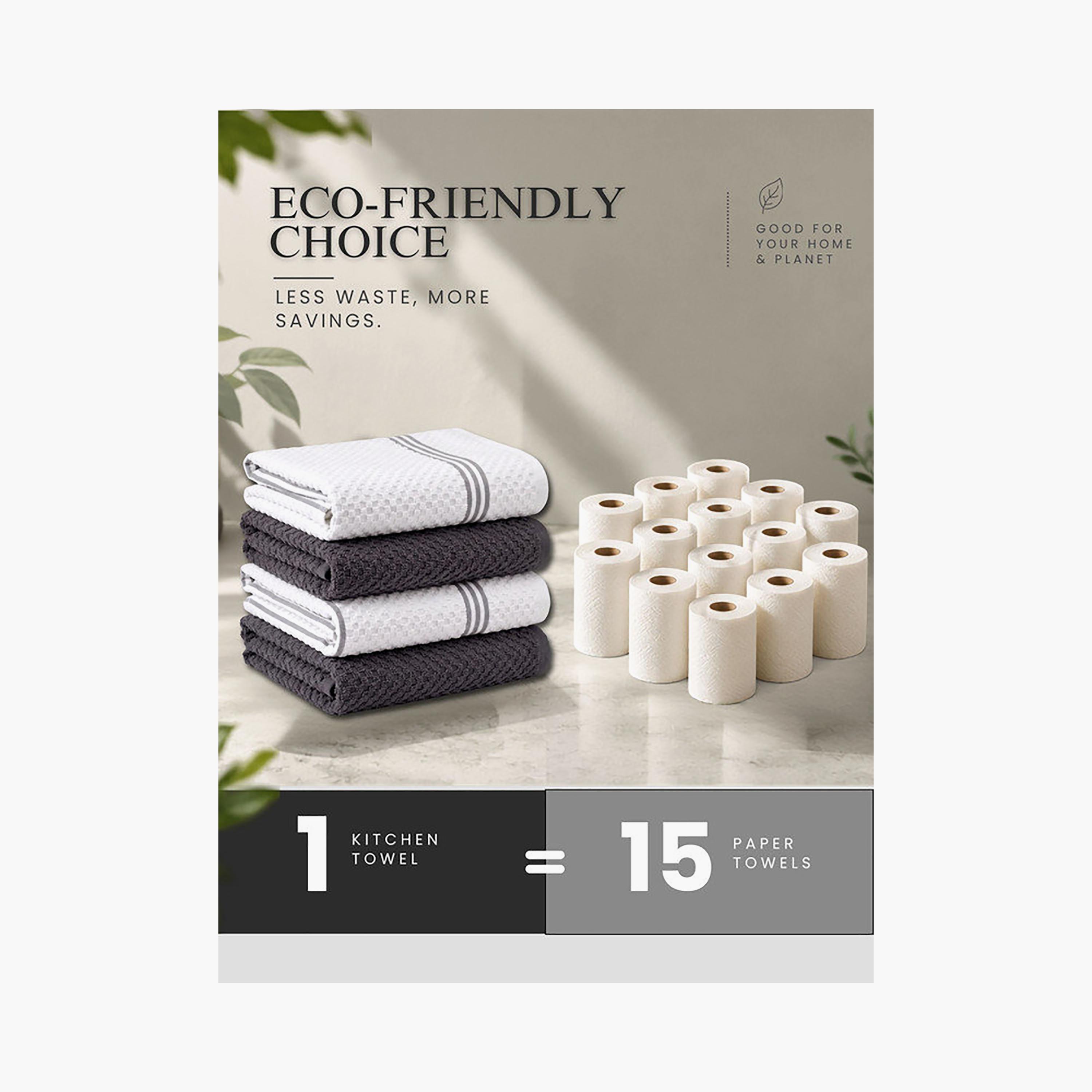 Donetella 4 Piece 400 GSM Cotton Kitchen Towel Set - 38x64 cm-household-kitchen-kitchenlinen-kitchentowelsandlinen-image-6