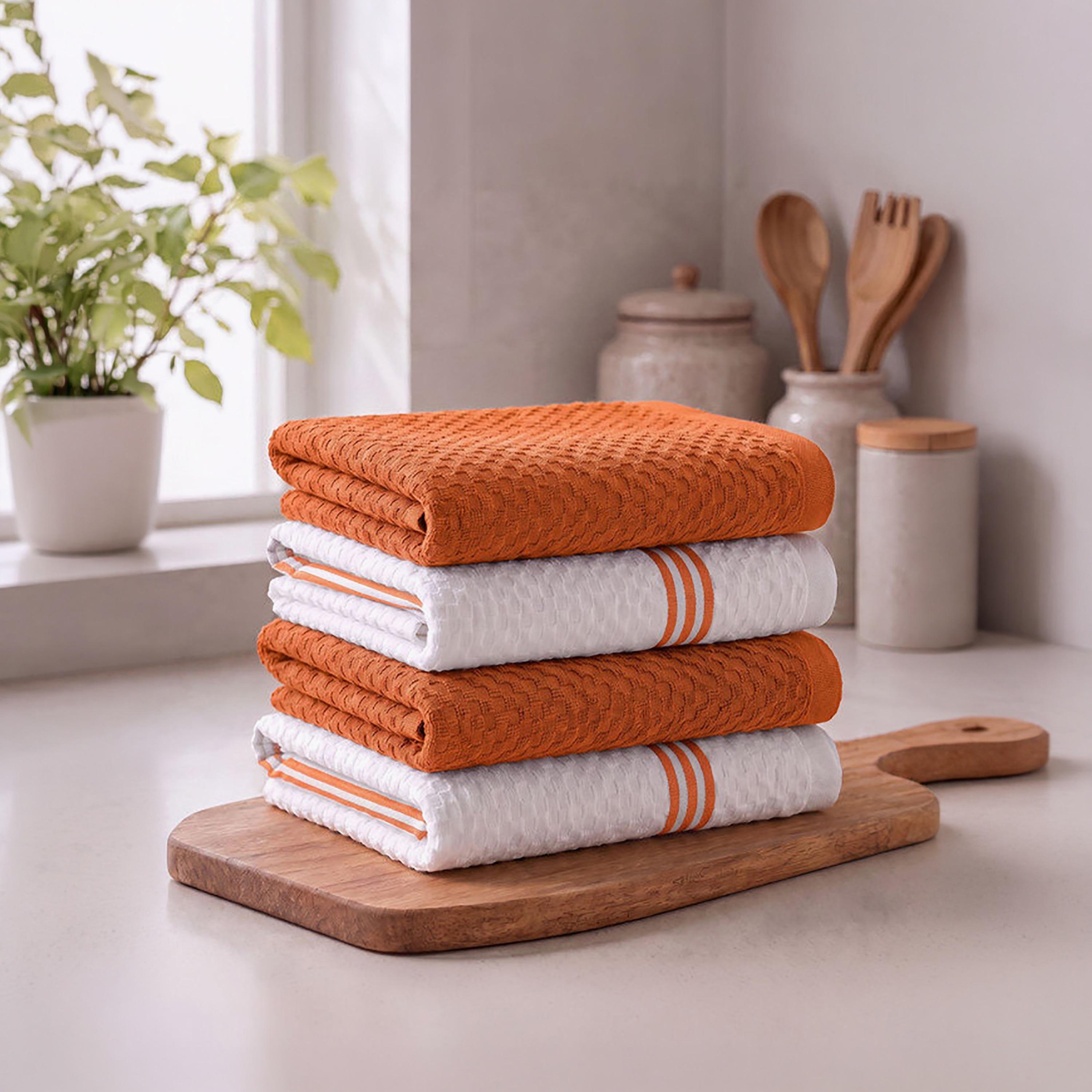 Donetella 4 Piece 400 GSM Cotton Kitchen Towel Set - 38x64 cm-household-kitchen-kitchenlinen-kitchentowelsandlinen-image-1