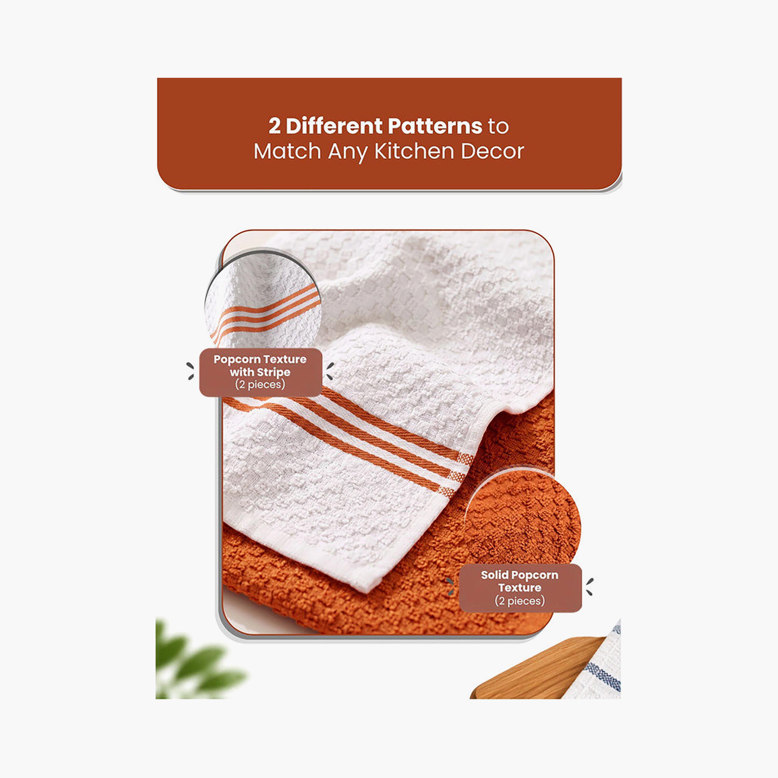 Donetella 4 Piece 400 GSM Cotton Kitchen Towel Set - 38x64 cm-household-kitchen-kitchenlinen-kitchentowelsandlinen-image-4