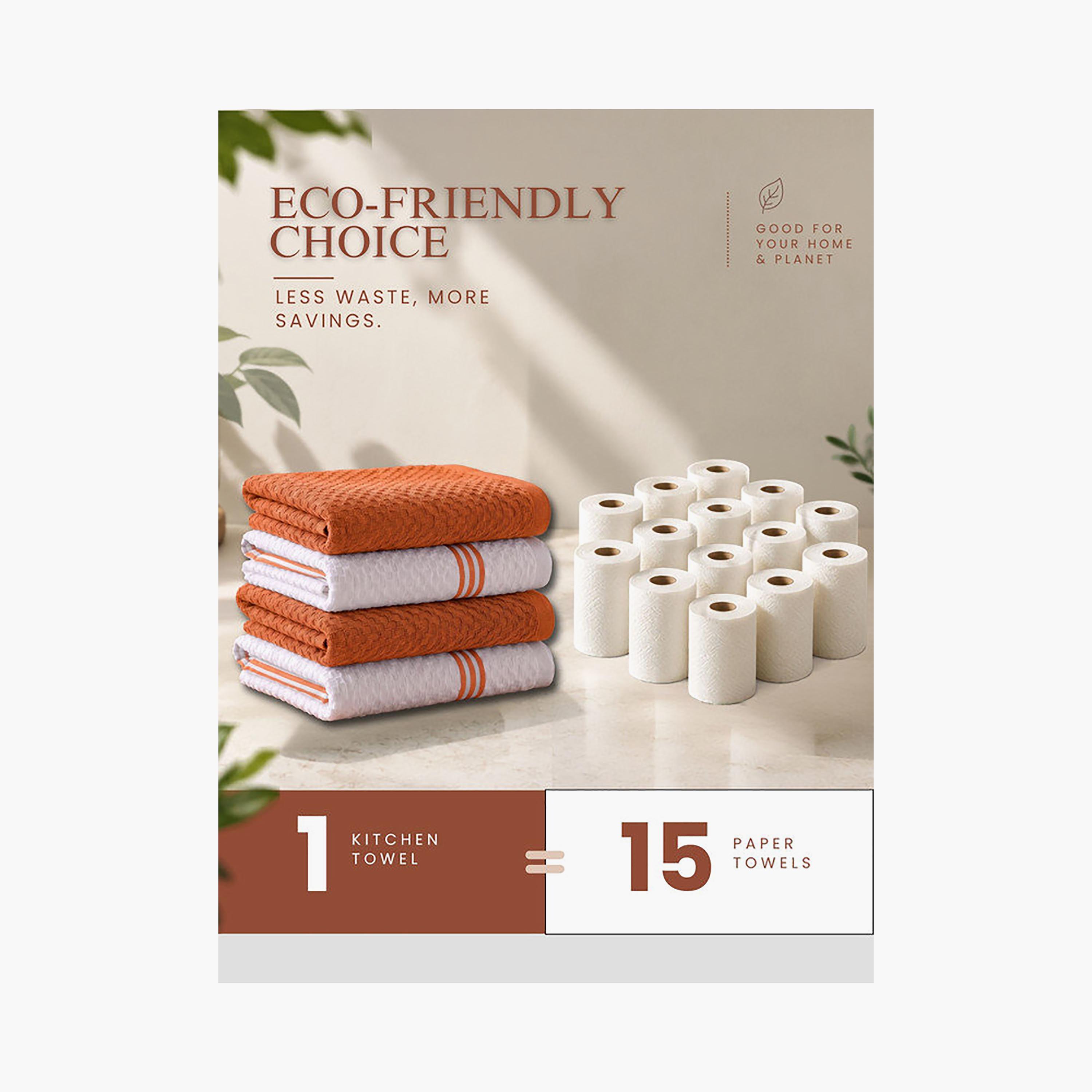 Donetella 4 Piece 400 GSM Cotton Kitchen Towel Set - 38x64 cm-household-kitchen-kitchenlinen-kitchentowelsandlinen-image-24