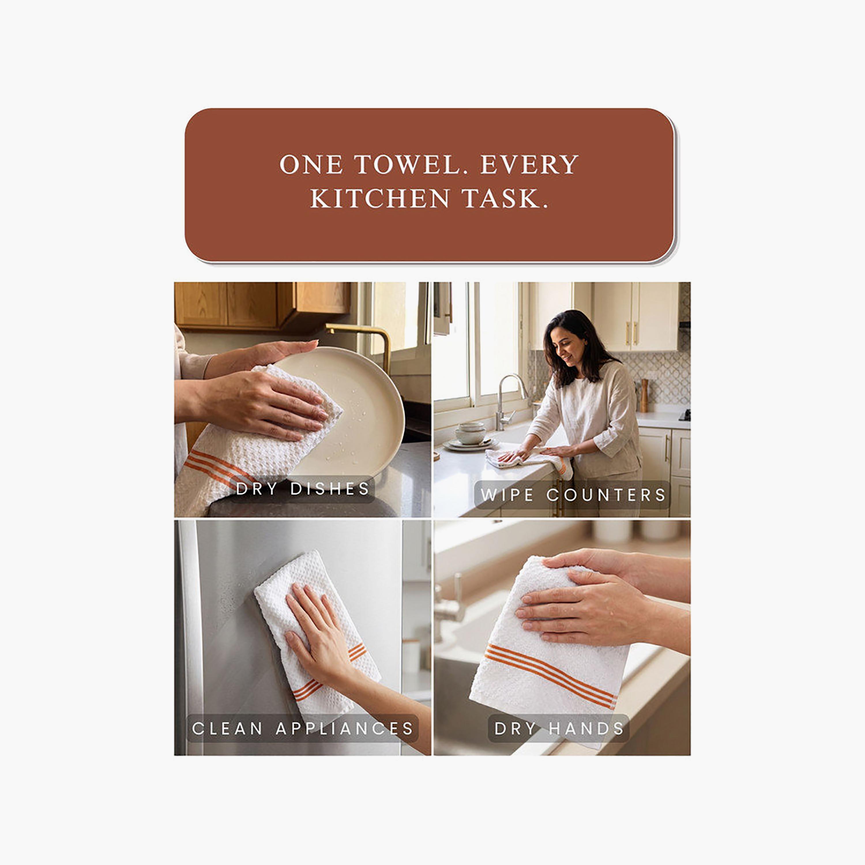 Donetella 4 Piece 400 GSM Cotton Kitchen Towel Set - 38x64 cm-household-kitchen-kitchenlinen-kitchentowelsandlinen-image-25