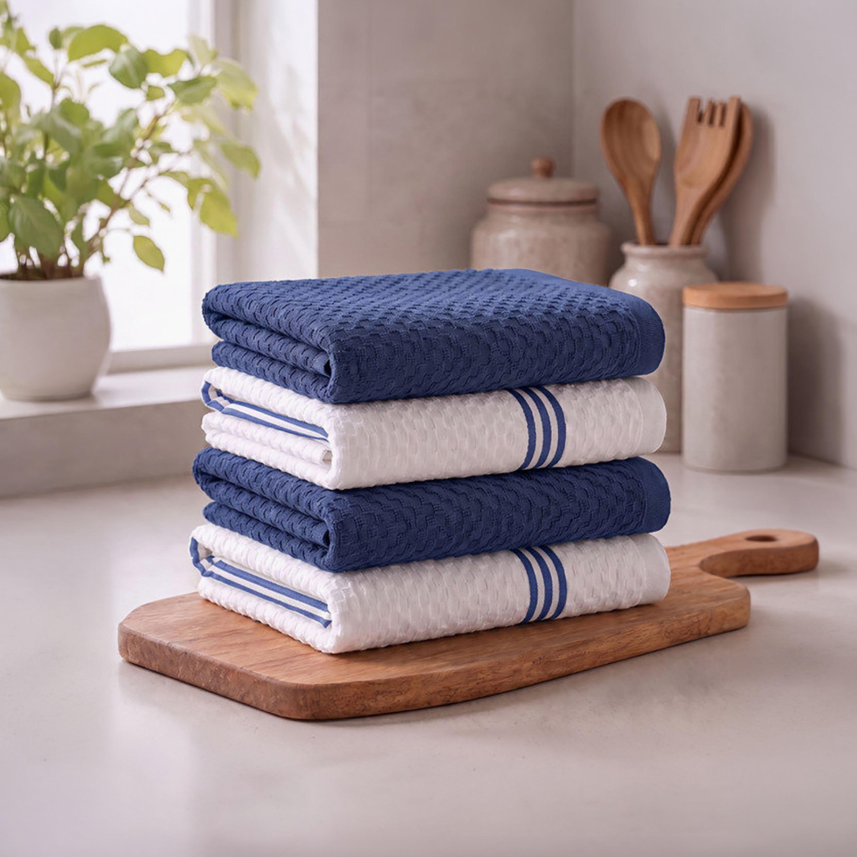 Donetella 4 Piece 400 GSM Cotton Kitchen Towel Set - 38x64 cm-household-kitchen-kitchenlinen-kitchentowelsandlinen-image-1