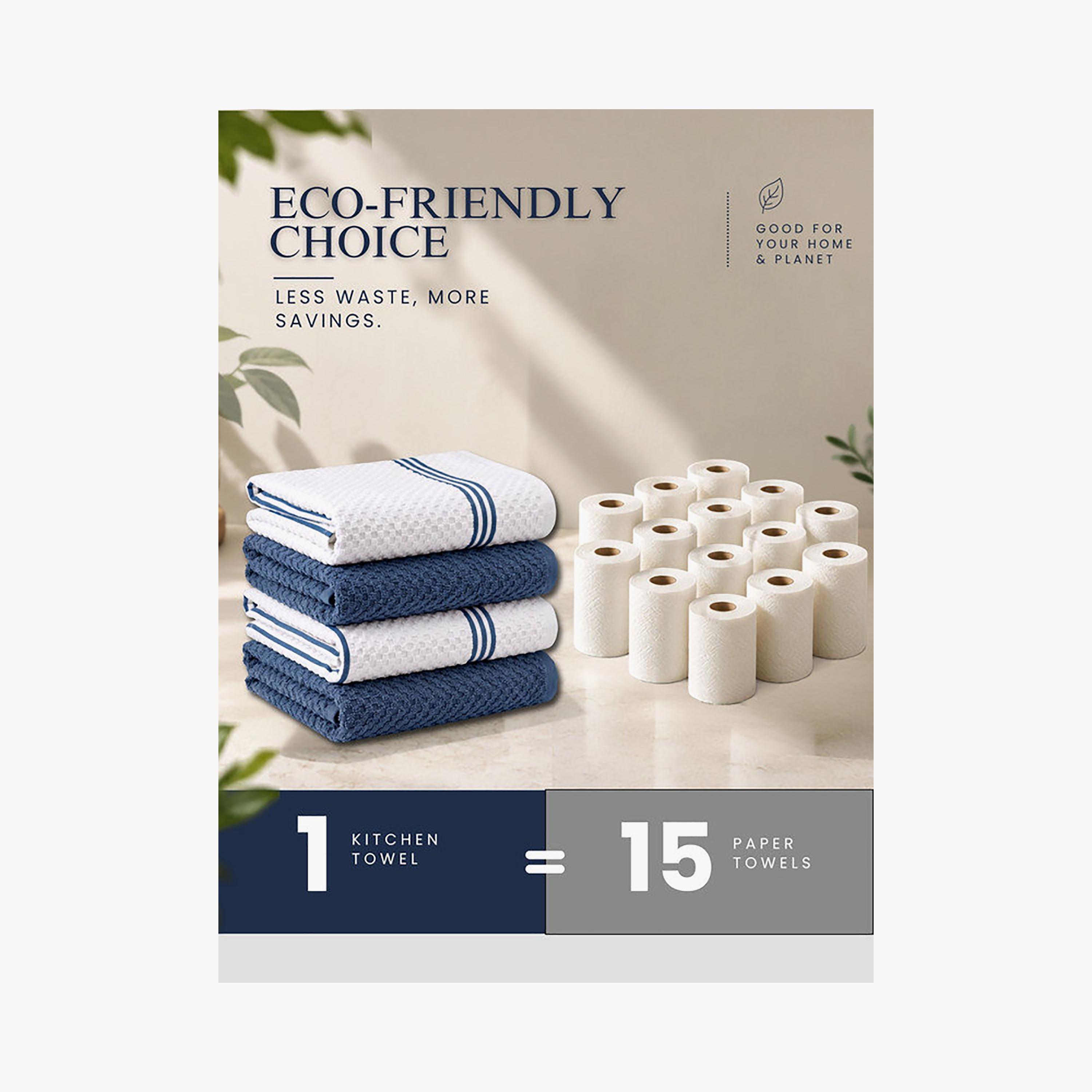 Donetella 4 Piece 400 GSM Cotton Kitchen Towel Set - 38x64 cm-household-kitchen-kitchenlinen-kitchentowelsandlinen-image-6