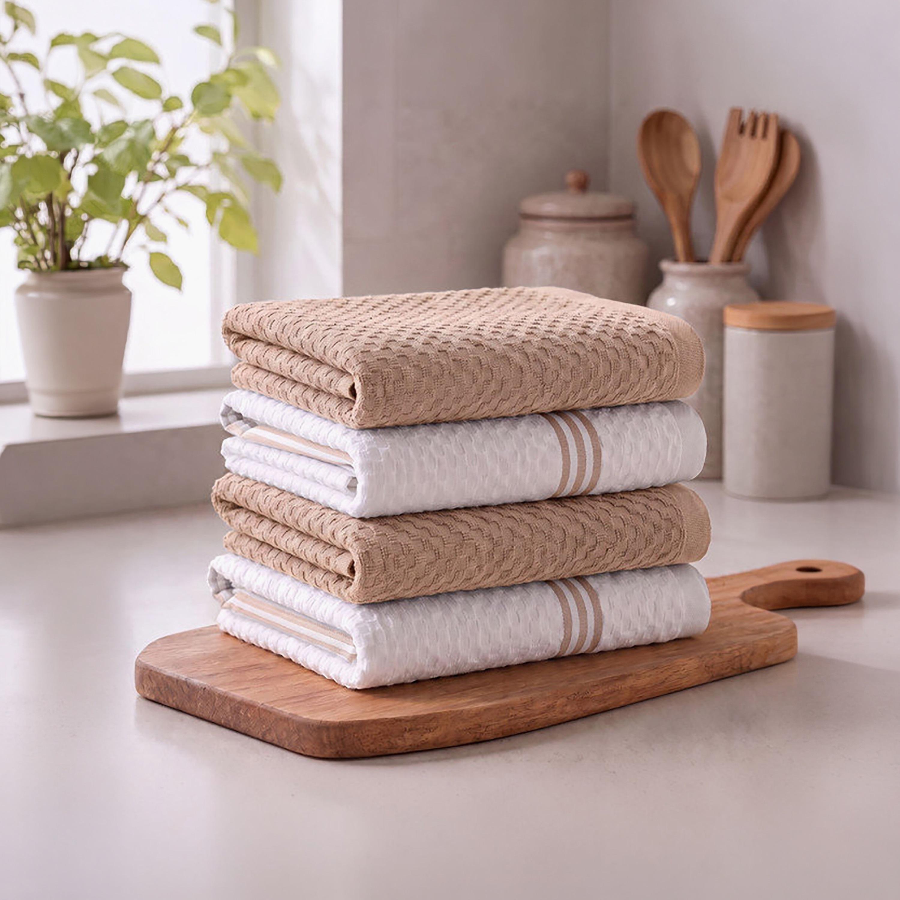 Donetella 4 Piece 400 GSM Cotton Kitchen Towel Set - 38x64 cm-household-kitchen-kitchenlinen-kitchentowelsandlinen-image-28