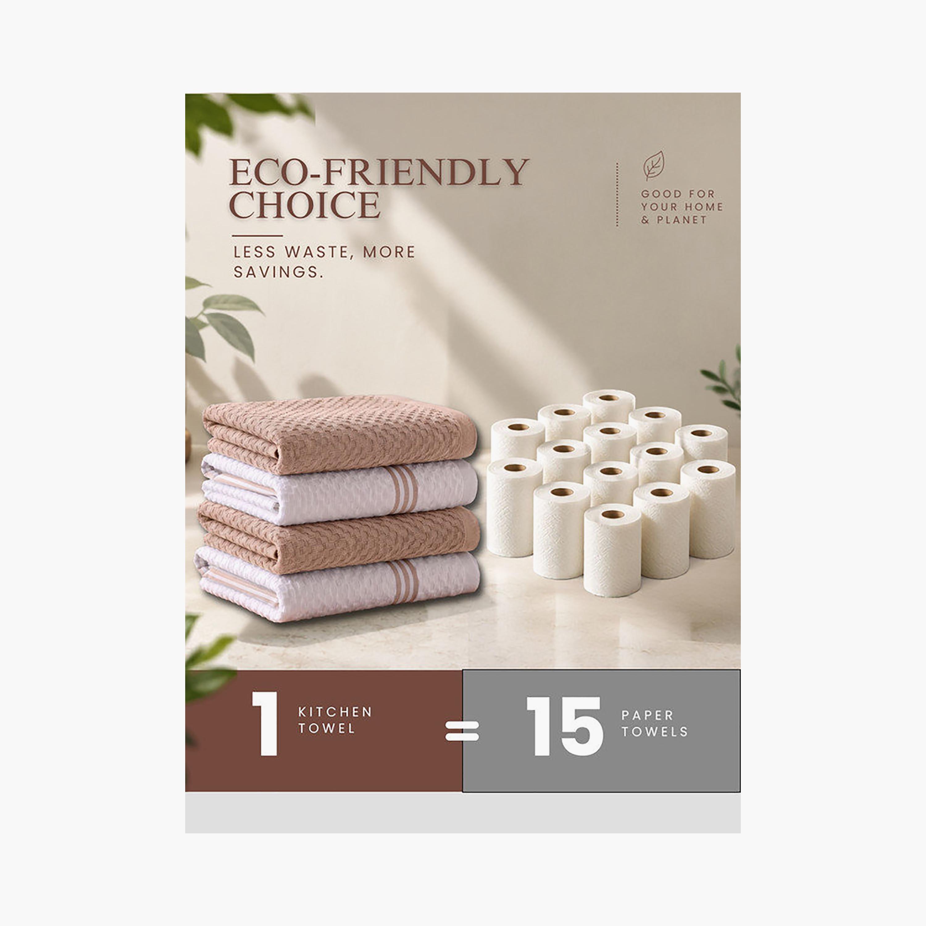 Donetella 4 Piece 400 GSM Cotton Kitchen Towel Set - 38x64 cm-household-kitchen-kitchenlinen-kitchentowelsandlinen-image-33