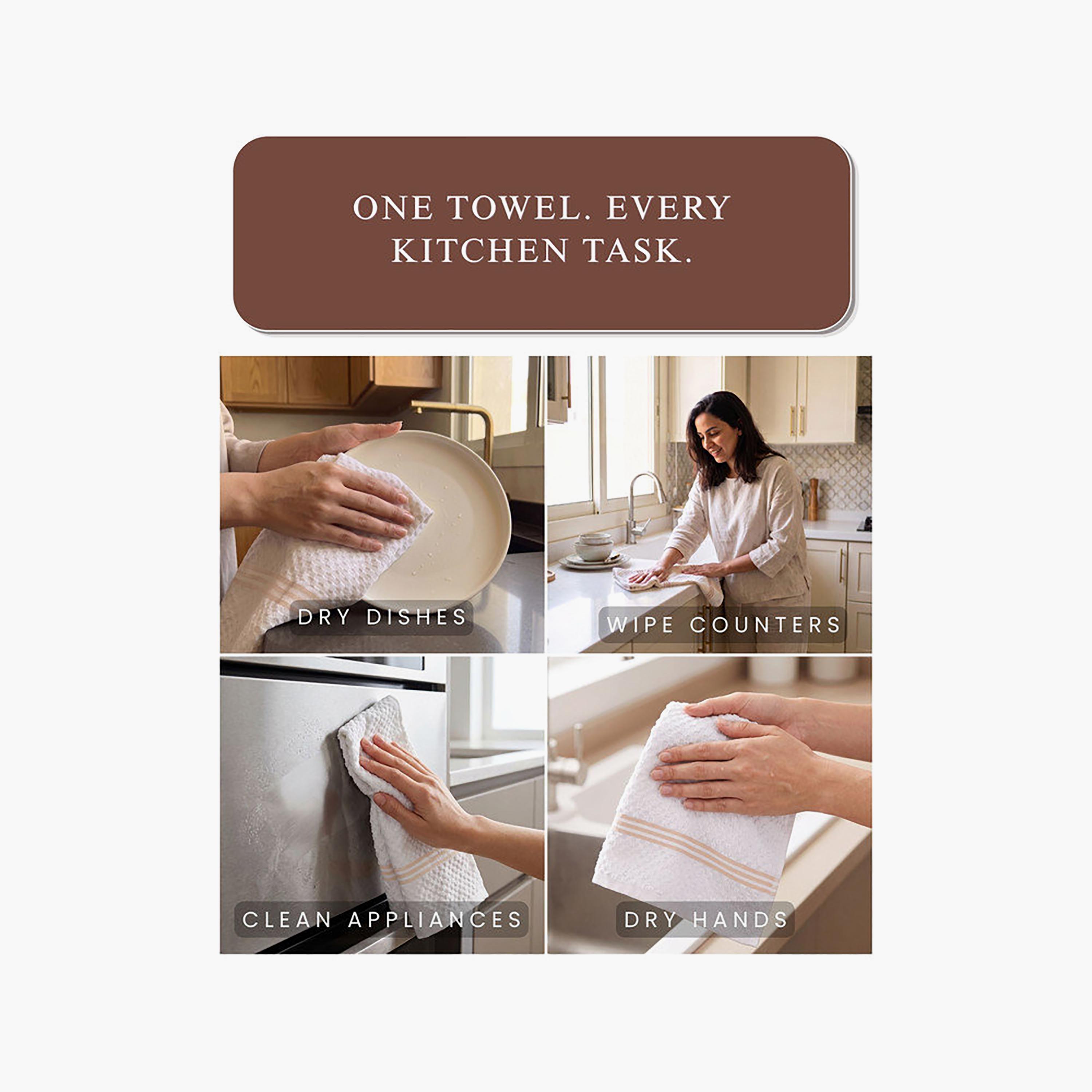 Donetella 4 Piece 400 GSM Cotton Kitchen Towel Set - 38x64 cm-household-kitchen-kitchenlinen-kitchentowelsandlinen-image-34