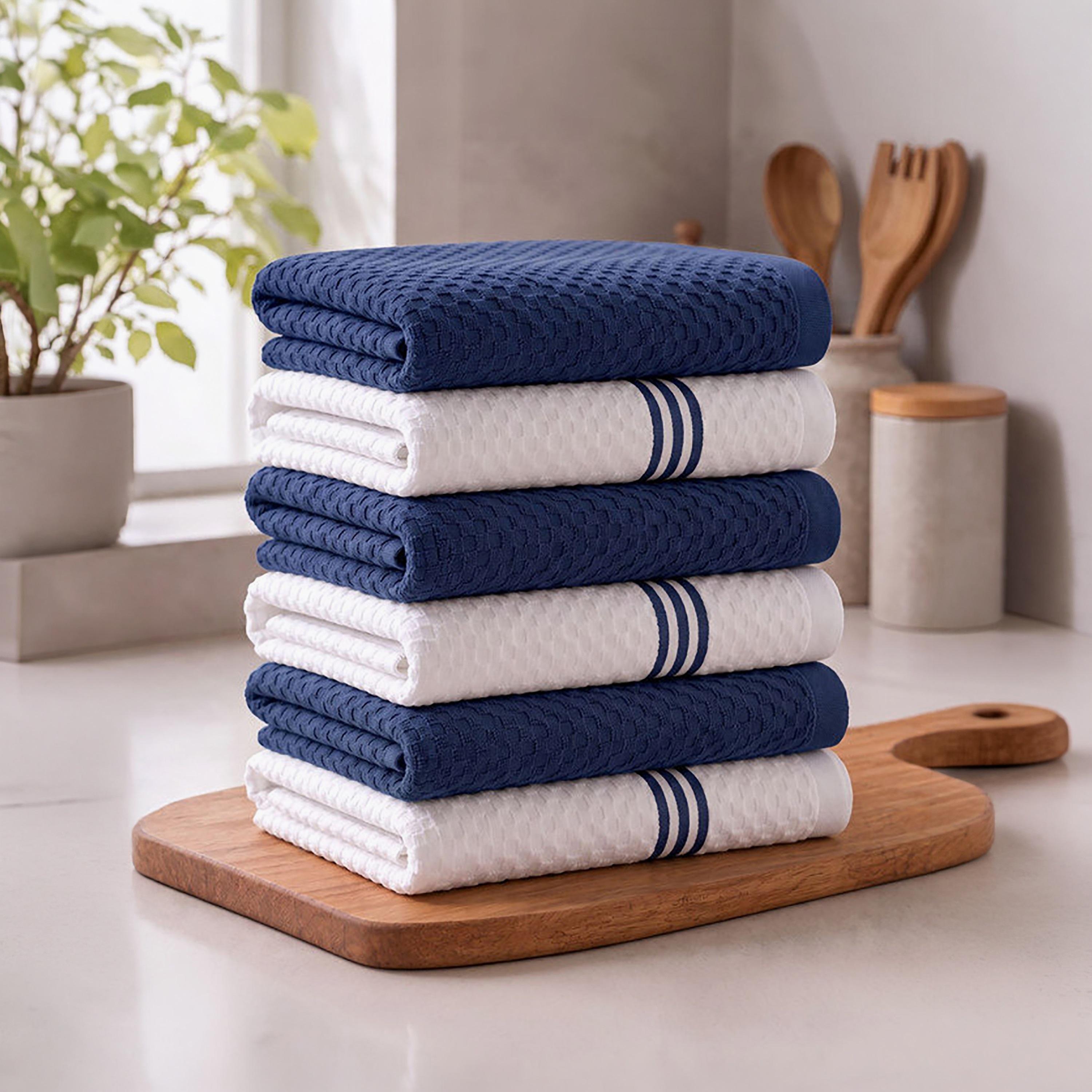 Donetella 6 Piece 400 GSM Cotton Kitchen Towel Set - 38x64 cm-household-kitchen-kitchenlinen-kitchentowelsandlinen-image-1