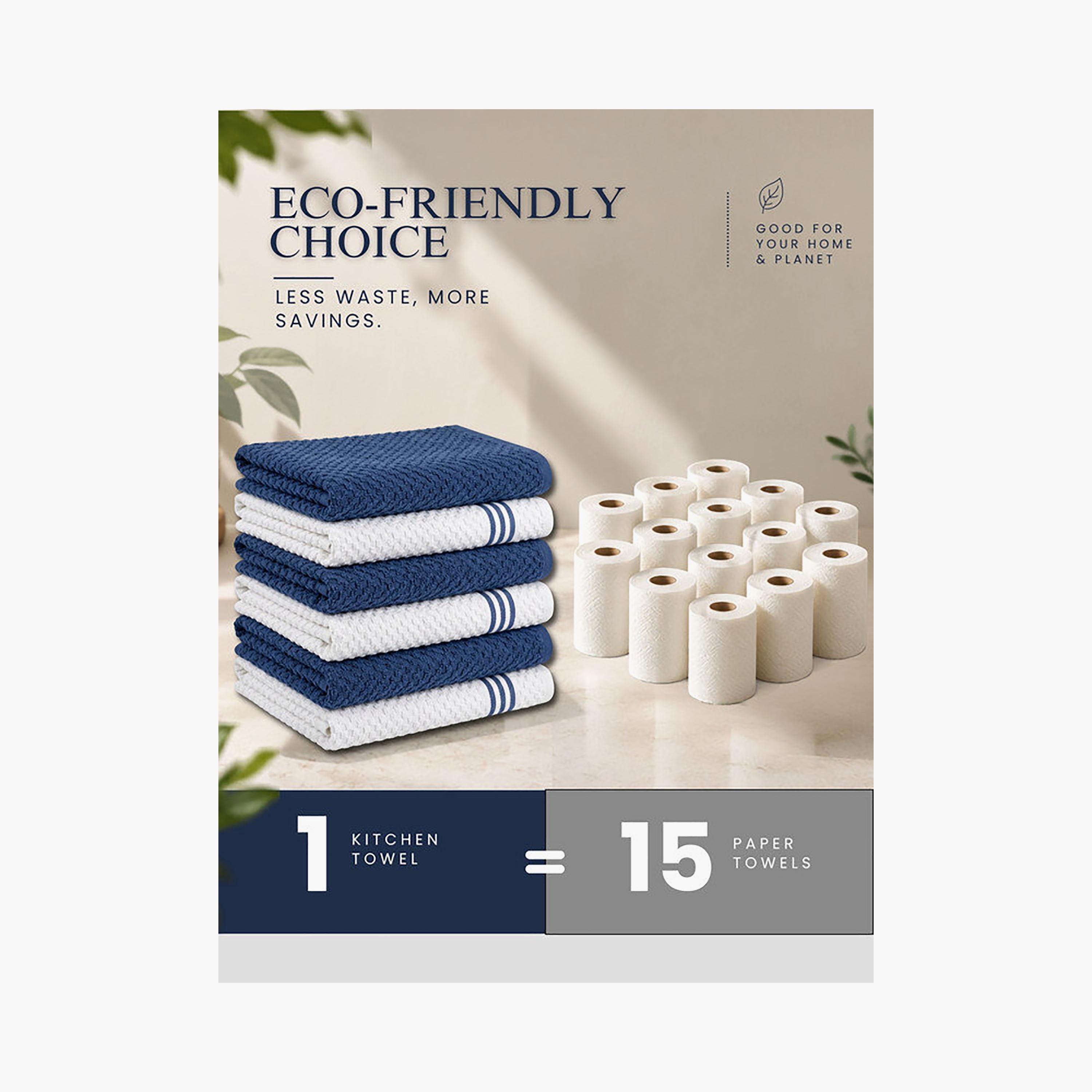 Donetella 6 Piece 400 GSM Cotton Kitchen Towel Set - 38x64 cm-household-kitchen-kitchenlinen-kitchentowelsandlinen-image-6