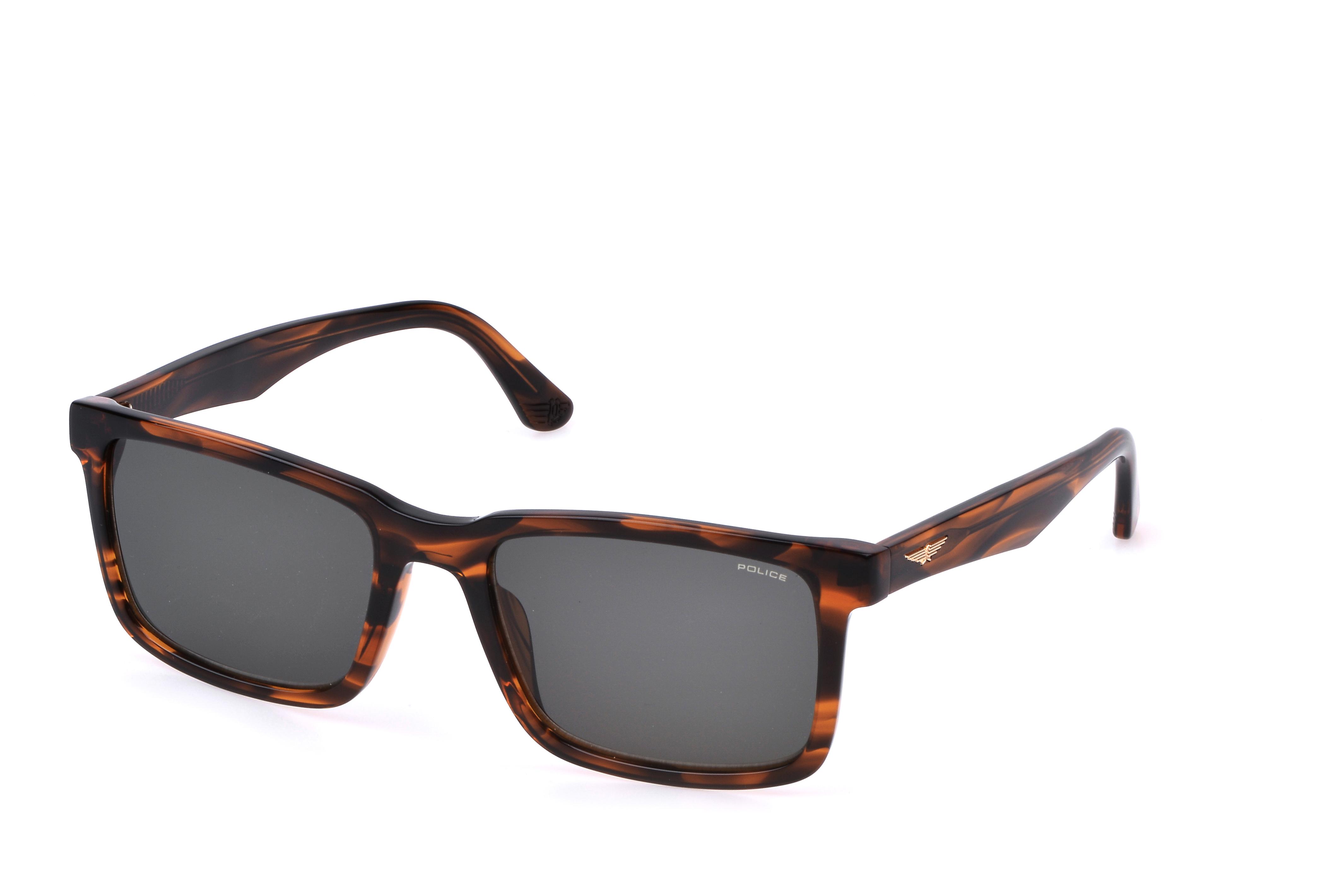 Police Men  Sunglasses Shiny Striped Brown Mirror Lens - Splp21M570836-men-watchesandjewellery-watches-image-1