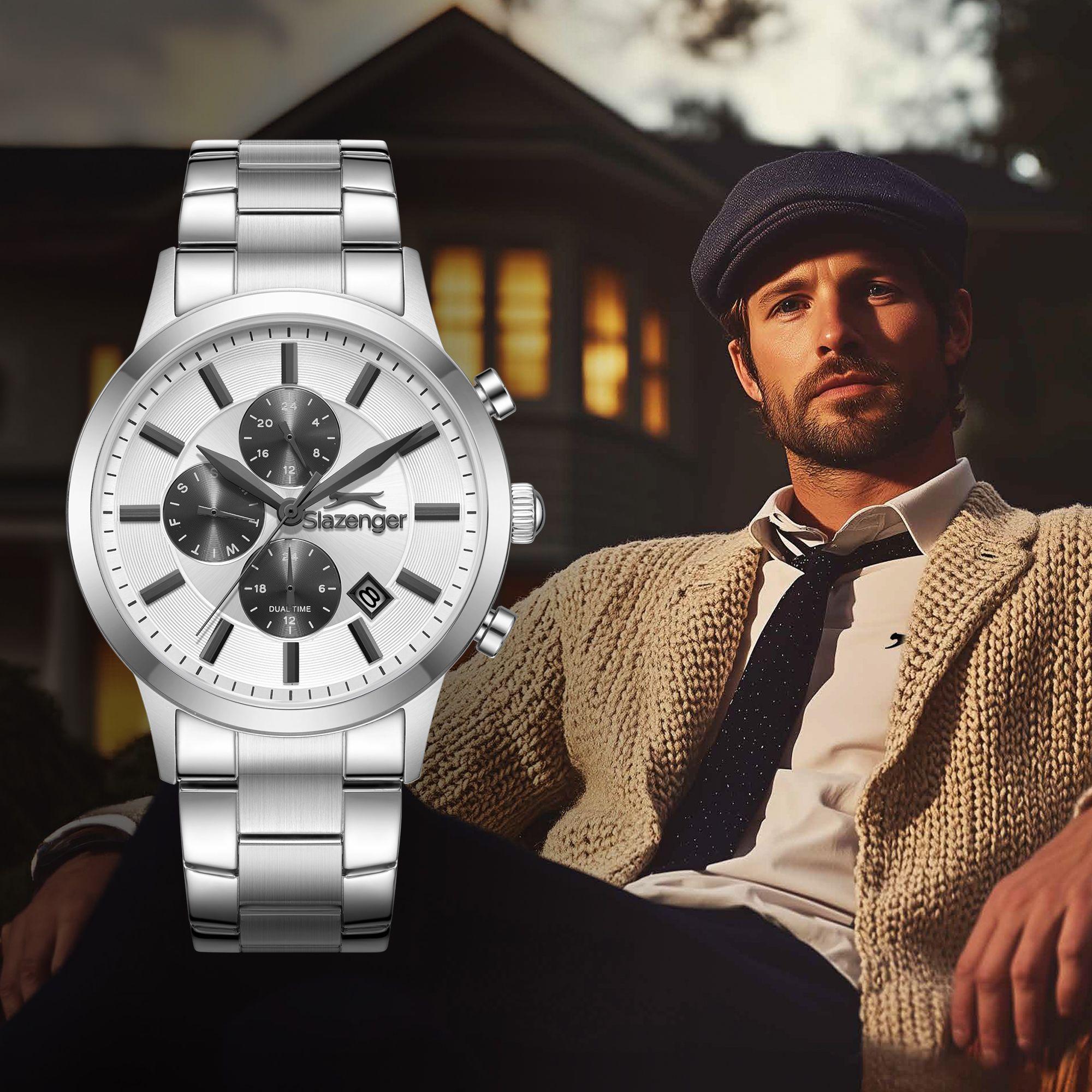 ساعة سلازنجر الرجالية متعددة الوظائف بمينا فضي | SL.9.2264.2.07-men-watchesandjewellery-watches-image-2