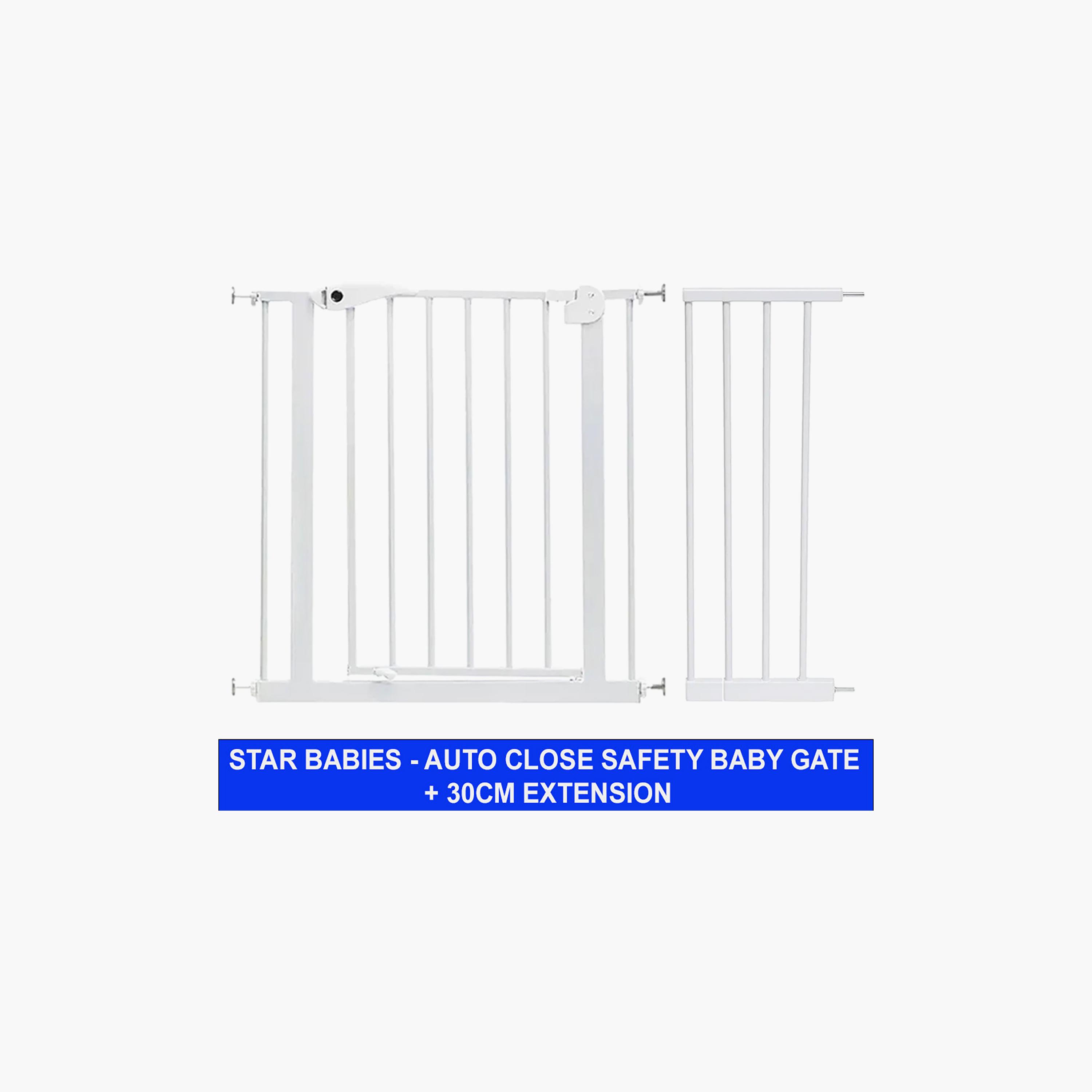 Star Babies Auto-Close Safety Gate with Extension - 75-84 + 30 cm-baby-healthandsafety-babyproofing-image-2