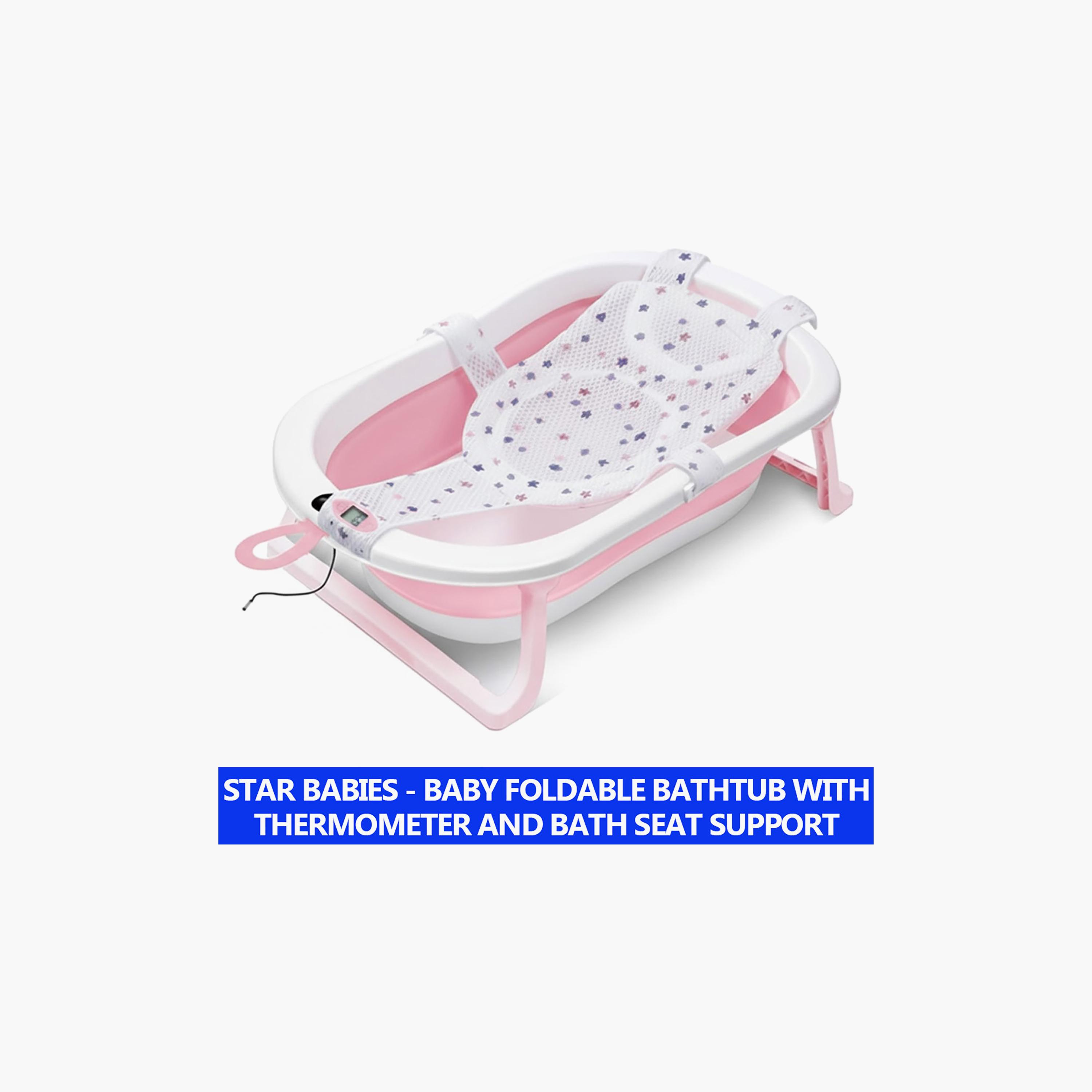 Star Babies -Smart Foldable Bathtub with Digital Thermometer & Bath Support-baby-bathandcare-bathtubs-image-2
