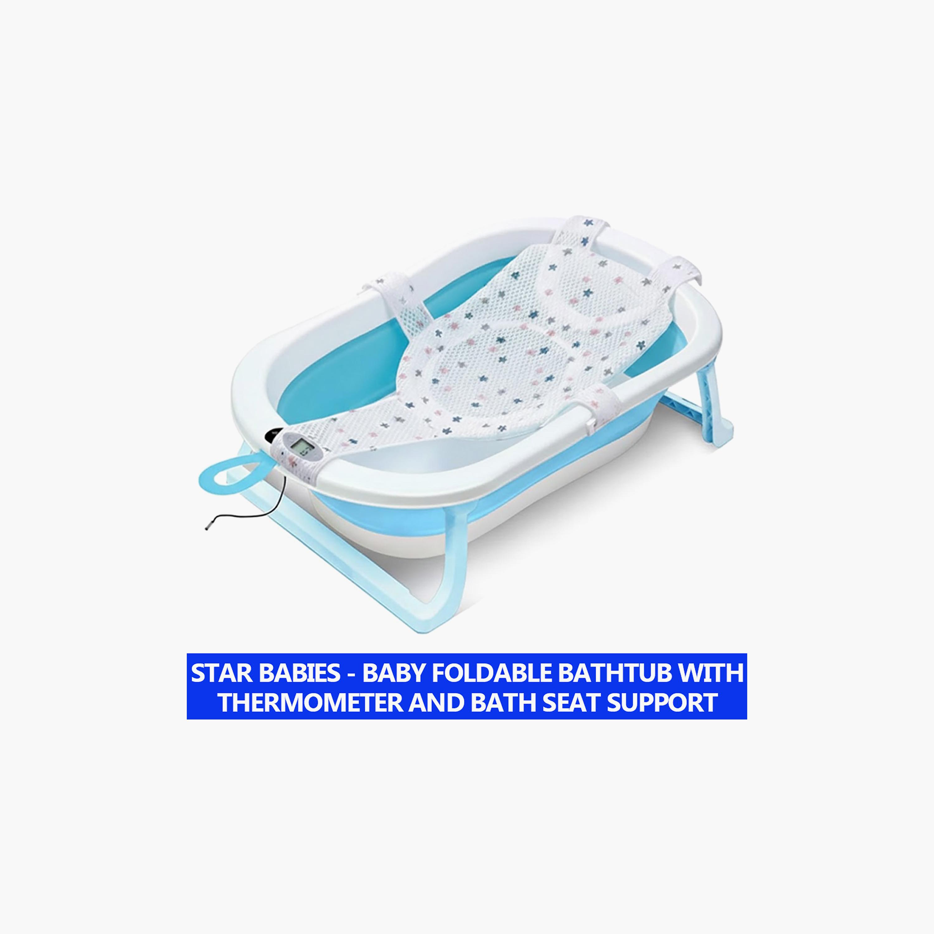 Star Babies -Smart Foldable Bathtub with Digital Thermometer & Bath Support-baby-bathandcare-bathtubs-image-2