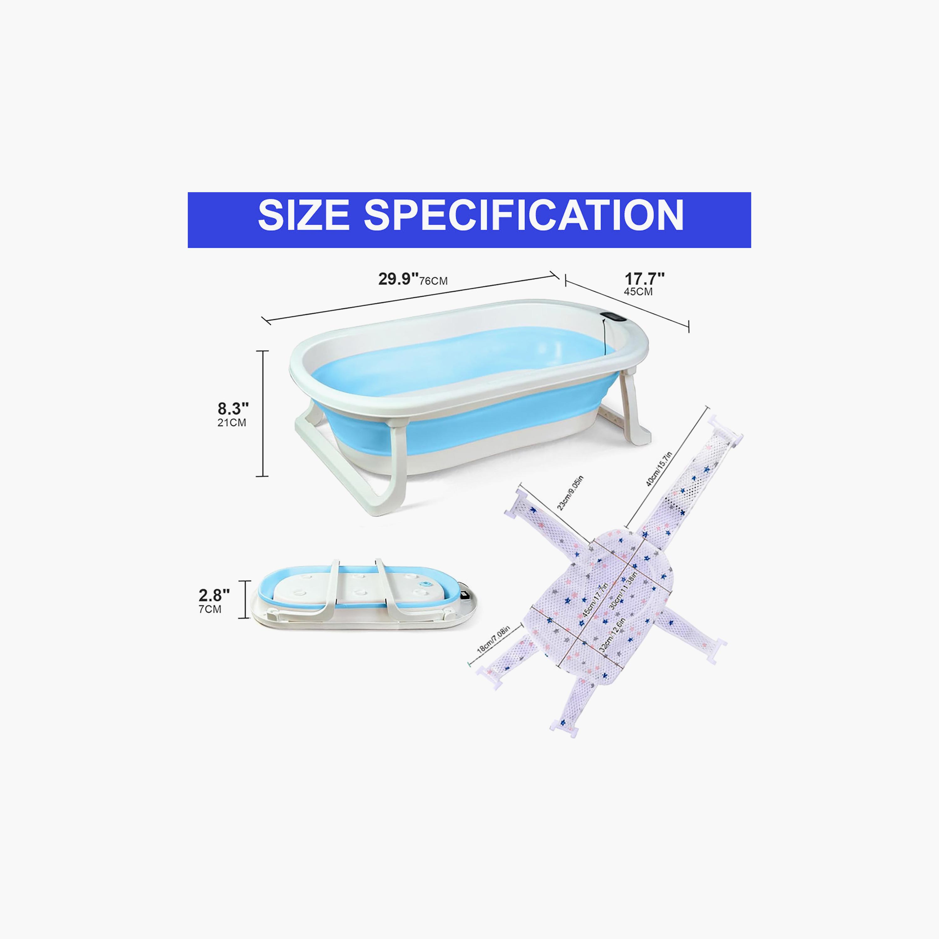 Star Babies -Smart Foldable Bathtub with Digital Thermometer & Bath Support-baby-bathandcare-bathtubs-image-7