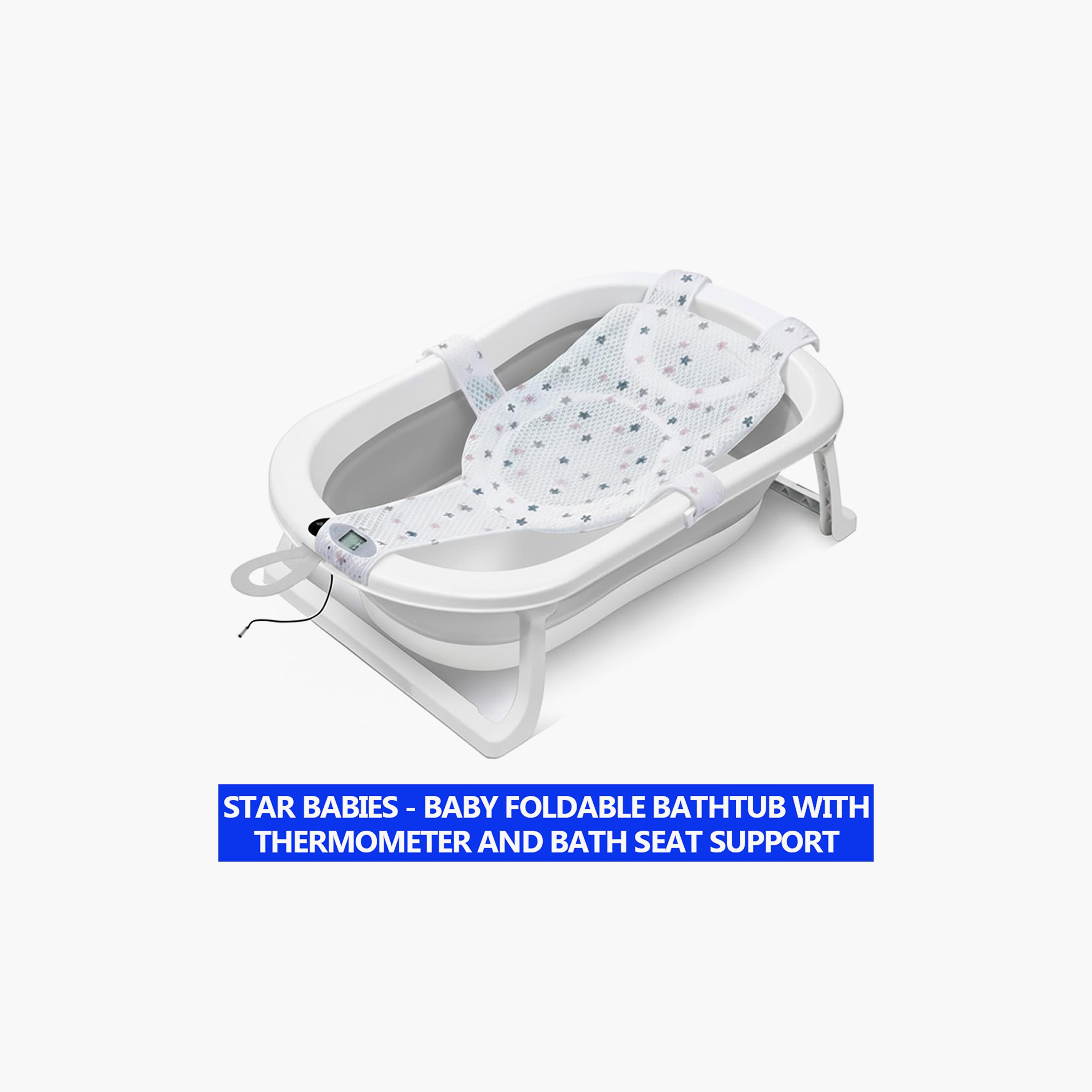 Star Babies -Smart Foldable Bathtub with Digital Thermometer & Bath Support-baby-bathandcare-bathtubs-image-3