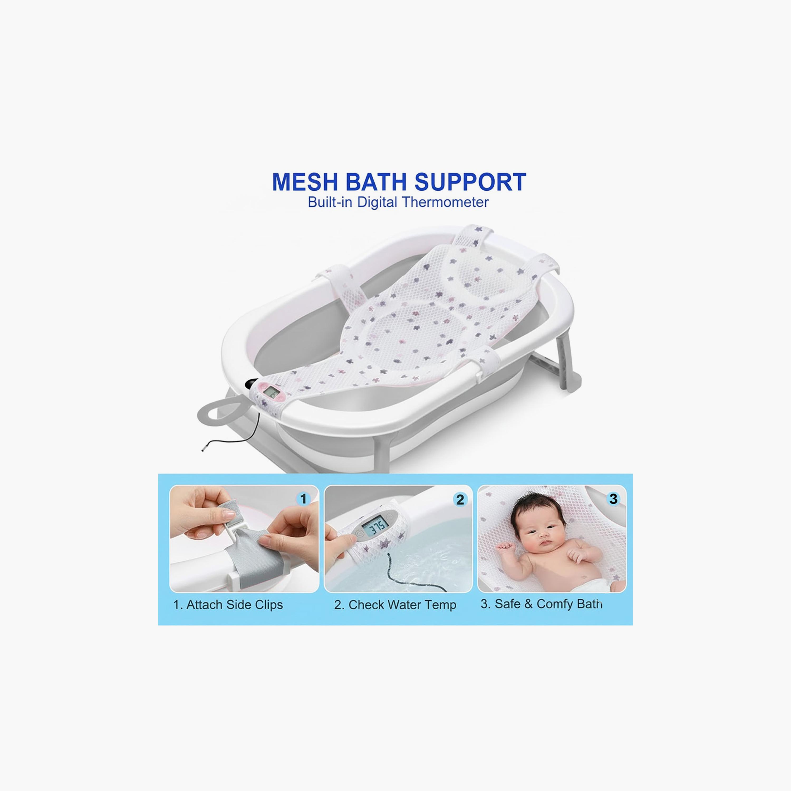 Star Babies -Smart Foldable Bathtub with Digital Thermometer & Bath Support-baby-bathandcare-bathtubs-image-9