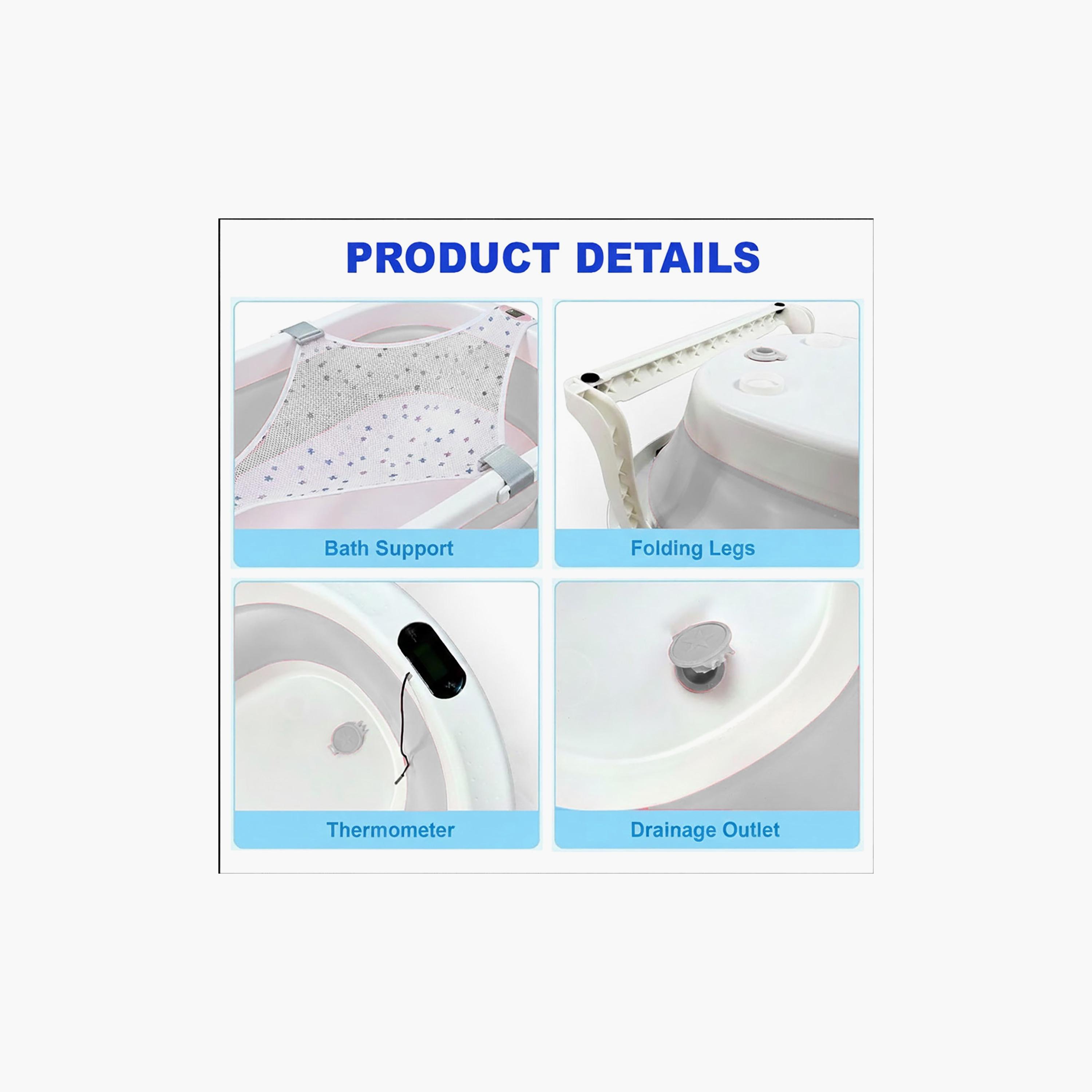 Star Babies -Smart Foldable Bathtub with Digital Thermometer & Bath Support-baby-bathandcare-bathtubs-image-1