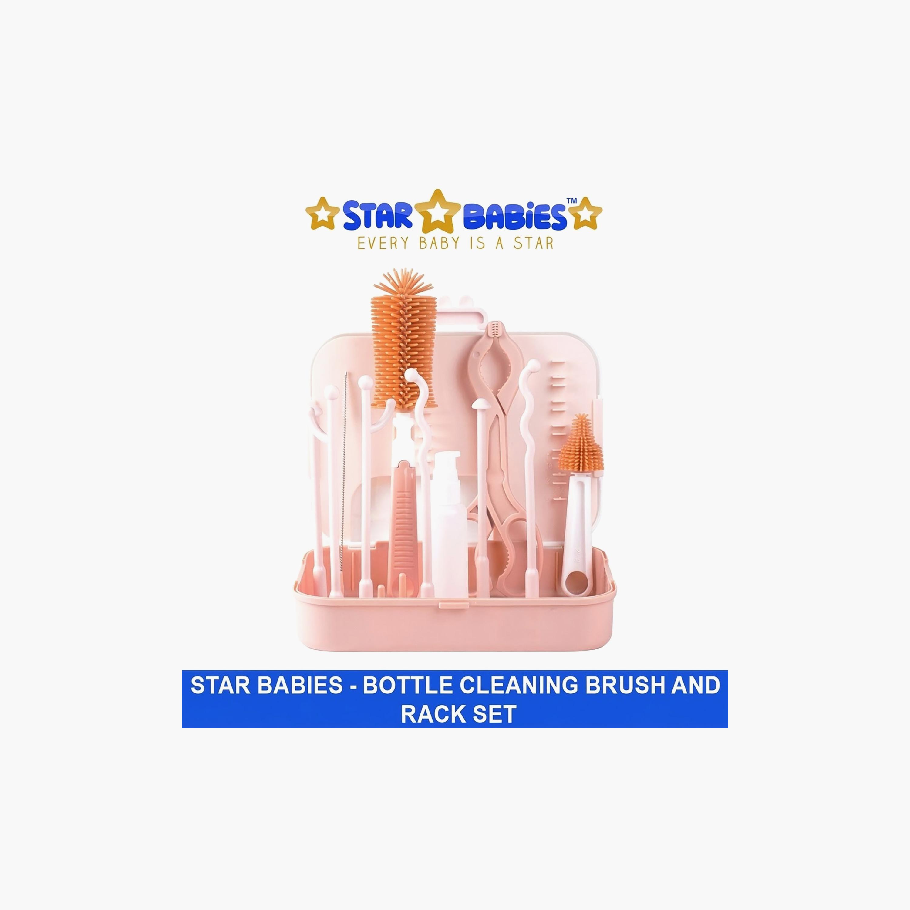 Star Babies 7-In-1 Silicone Bottle Cleaning Brush & Rack Travel Set-baby-feeding-accessories-image-2