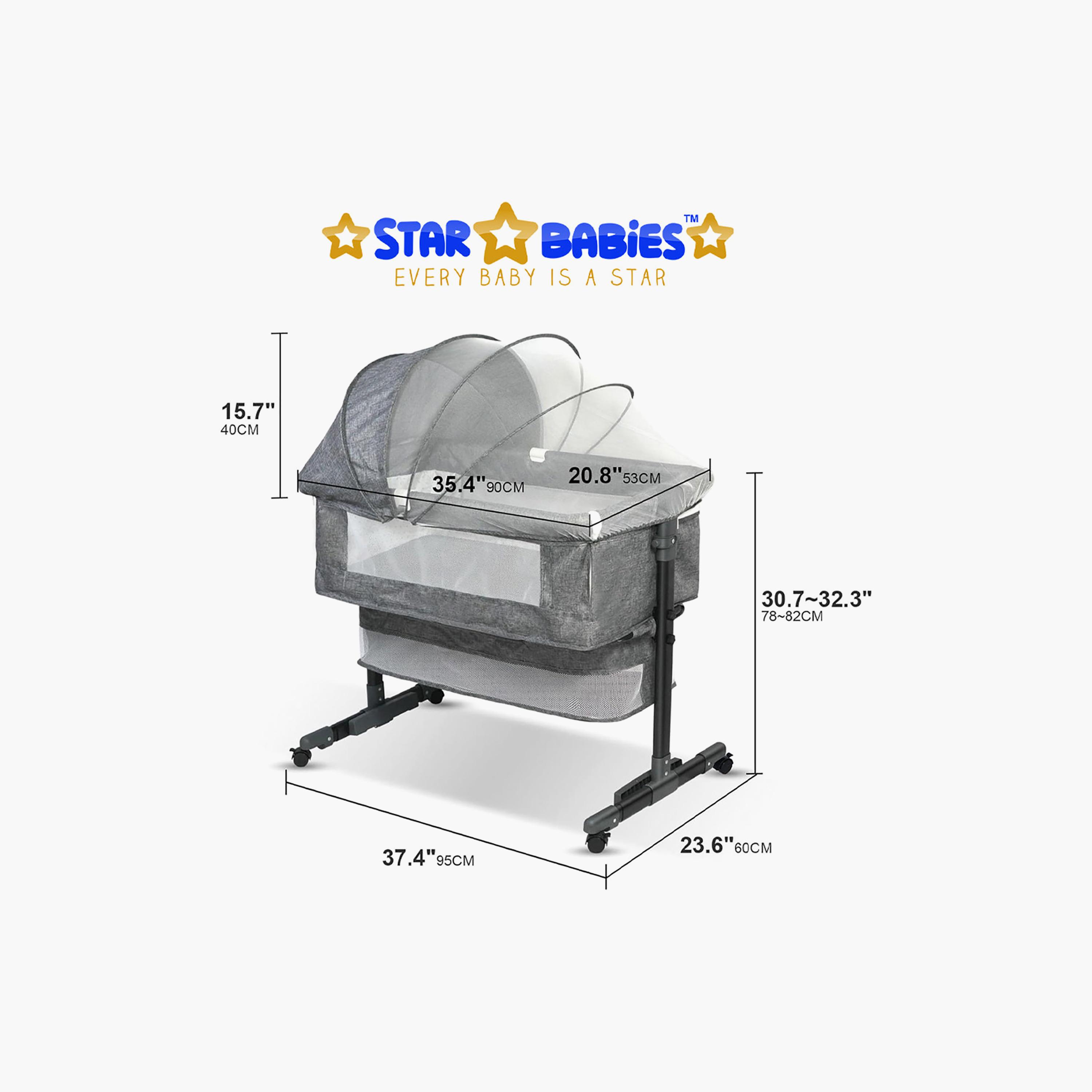 Star Babies Adjustable Bedside Crib & Cradle with Mosquito Net-baby-nursery-furniture-cribsandbeds-babycribs-image-6