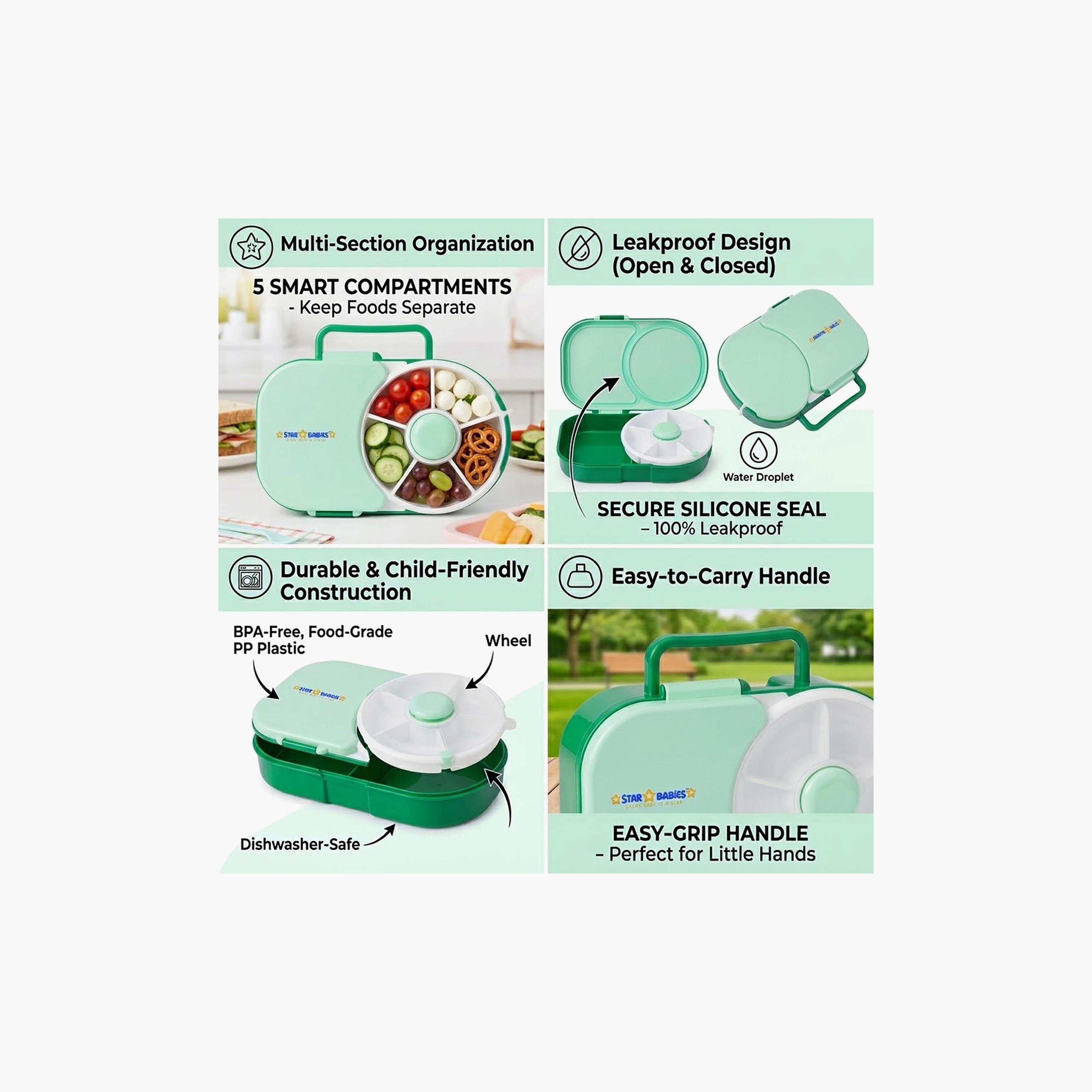 صندوق غداء بتصميم مقسم سادة مع مغزل قابل للفصل من ستار بيبيز - 870 مل-school-lunchessentials-lunchboxes-image-8
